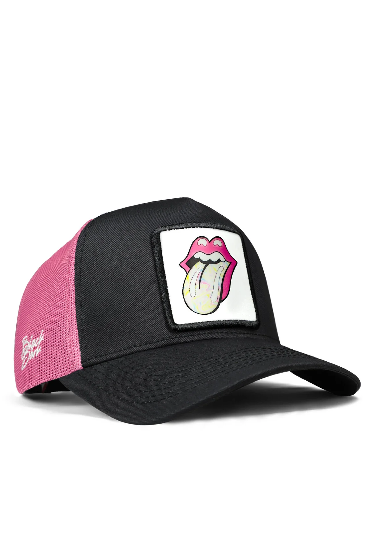 کلاه V1 Trucker Dudak مدل 2BS کلاه یونیسکس سیاه و صورتی با لوگوی خاص BlackBörk