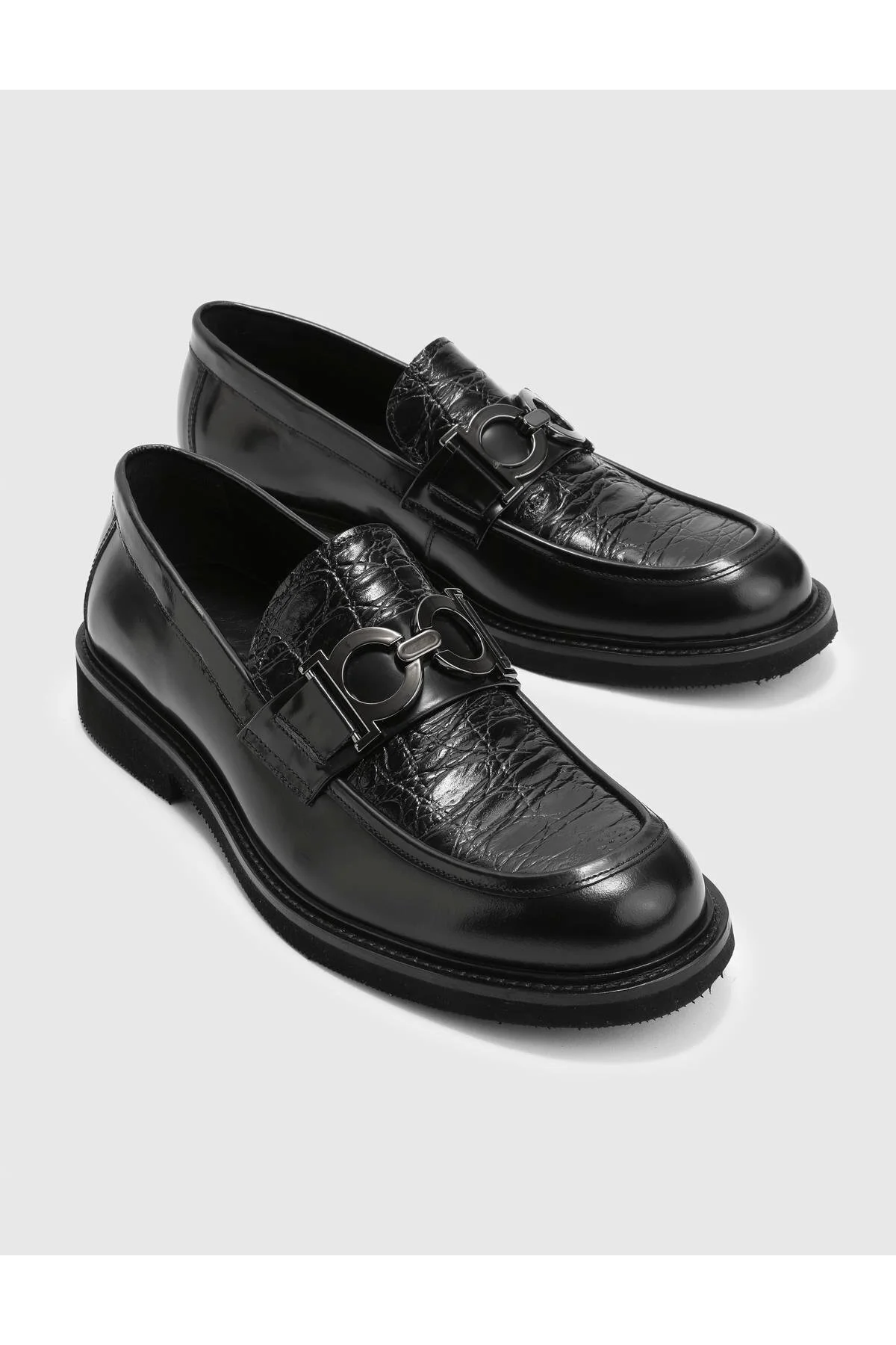 کفش مردانه LOAFER سیاه چرمی چاپی SERGIO GENUINE ایلوی İlvi