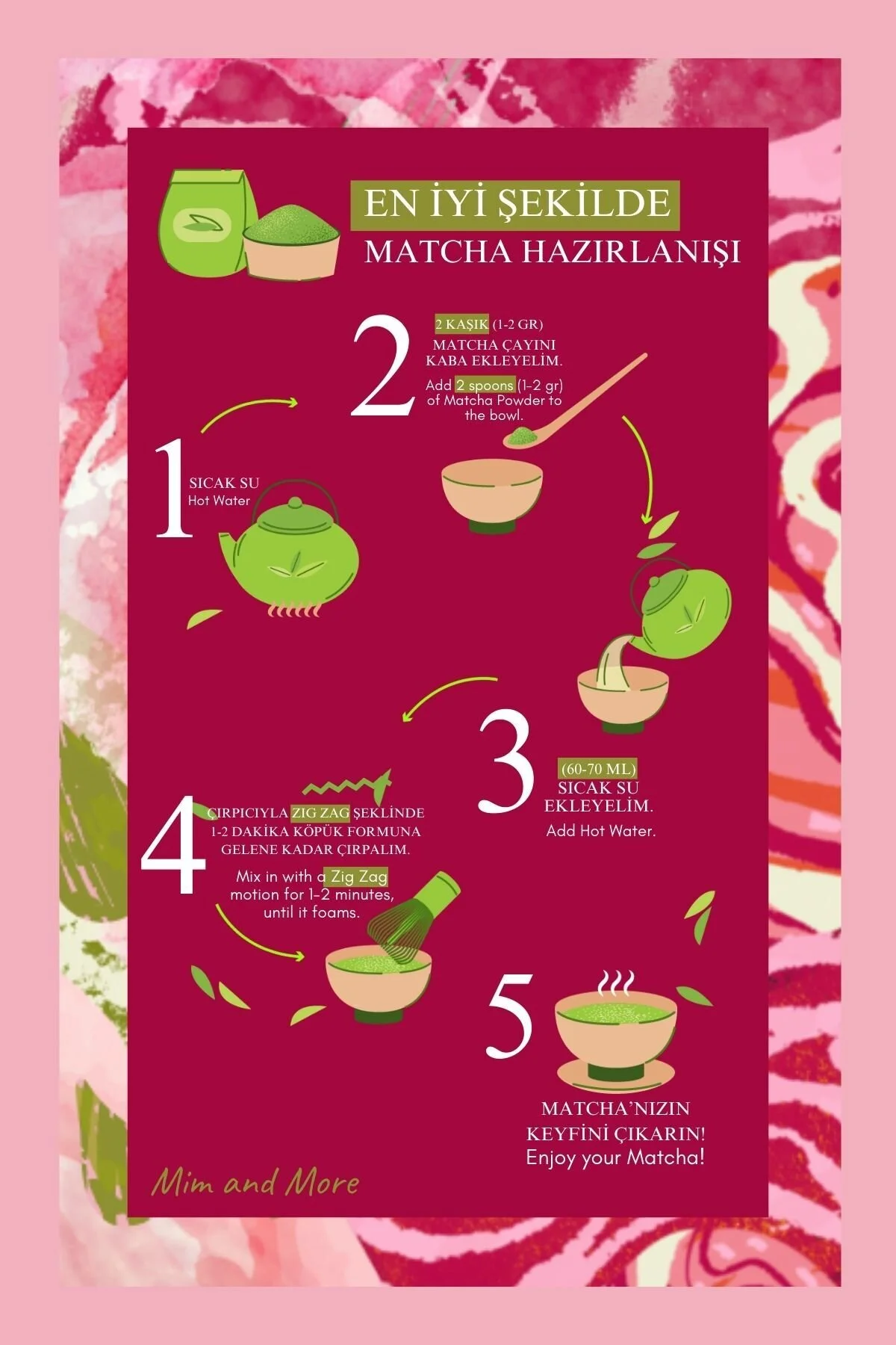 چای سبز ROSE MATCHA 25 گرم اورجینال Mim and More