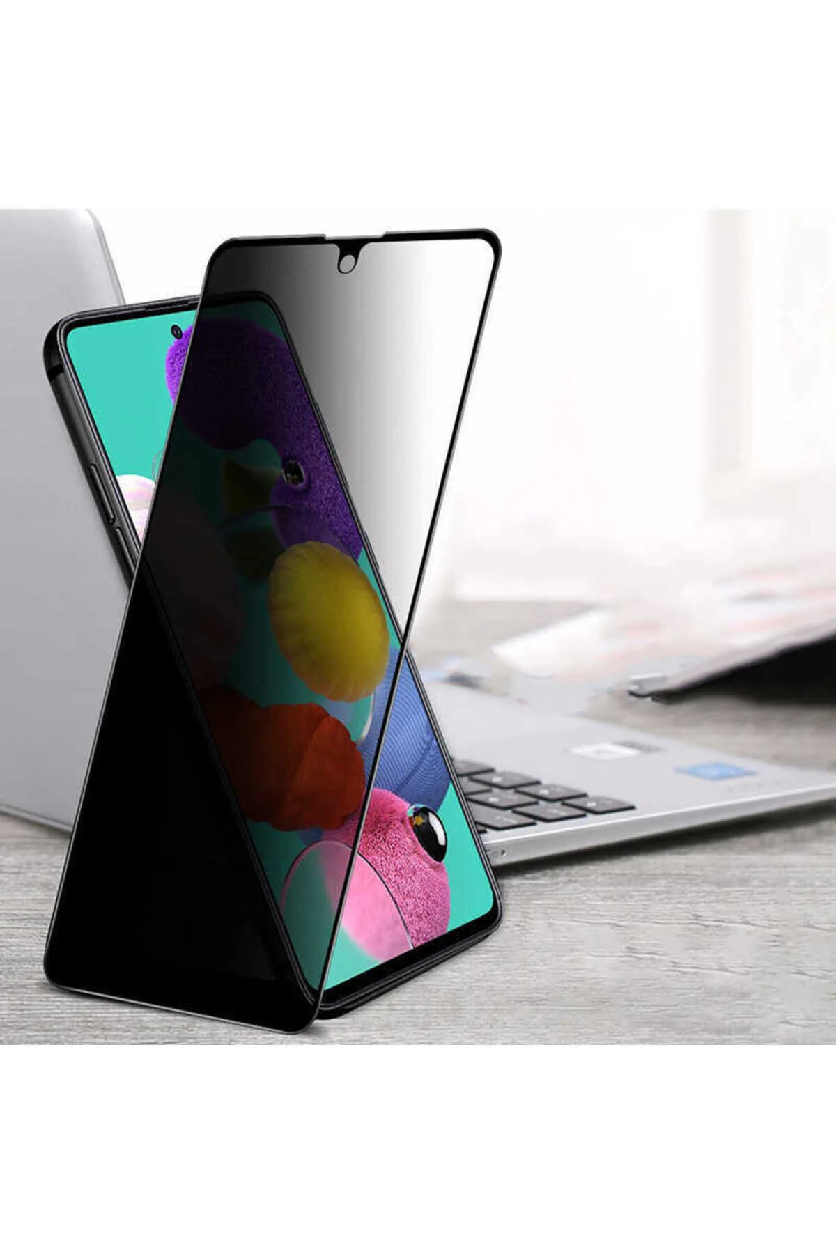 محافظ صفحه نمایش شیشه ای کاملاً پوشاننده شیائومی REDMI 12 با فیلتر حریم خصوصی GHOST فیبکس Fibaks
