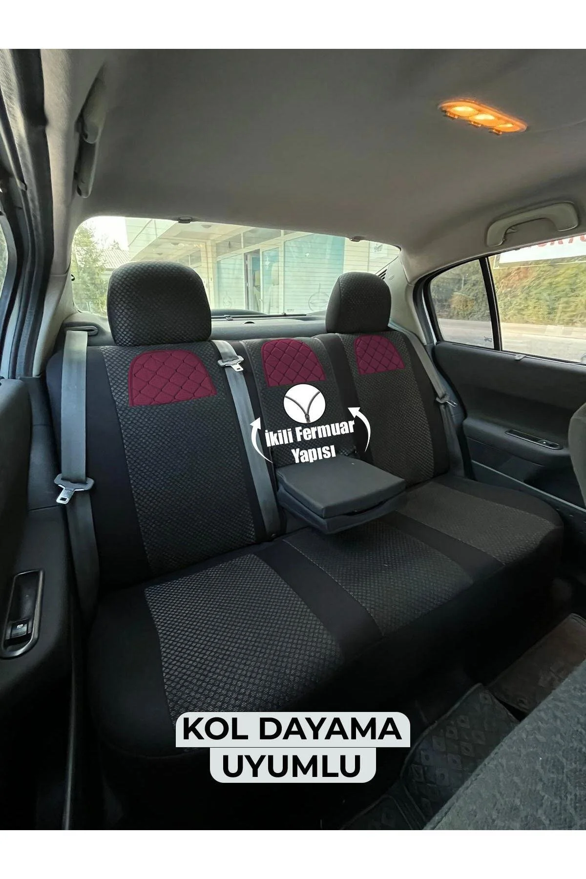 روکش صندلی خودرو قرمز TOYOTA COROLLA HYBRID 2019 و سری SPORT پشتی CASE ZIPPER BURGUNDY TROBUS