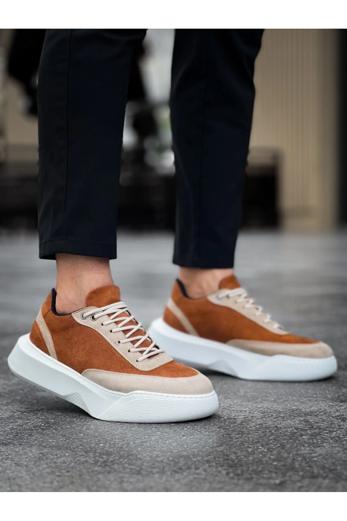 کفش مردانه BA0354 DAILY LACK MEN CREAM HIGH BASE RETALLED TABA SUEDE ورزشی BOA