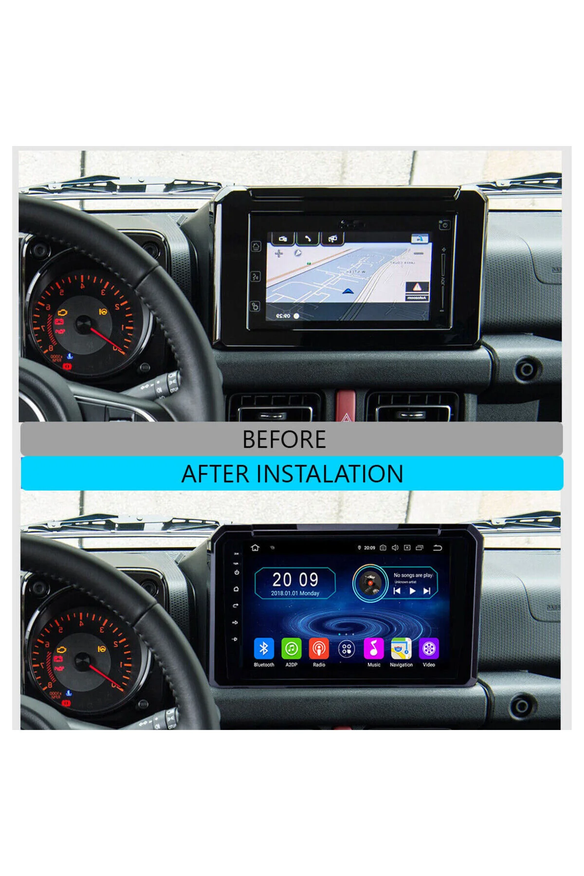 سیستم چندرسانه ای و تصویری سوزوکی جیمنی 4 گیگابایت CARPLAY NAVIGATION DVD USB BT CAMERA demirusta