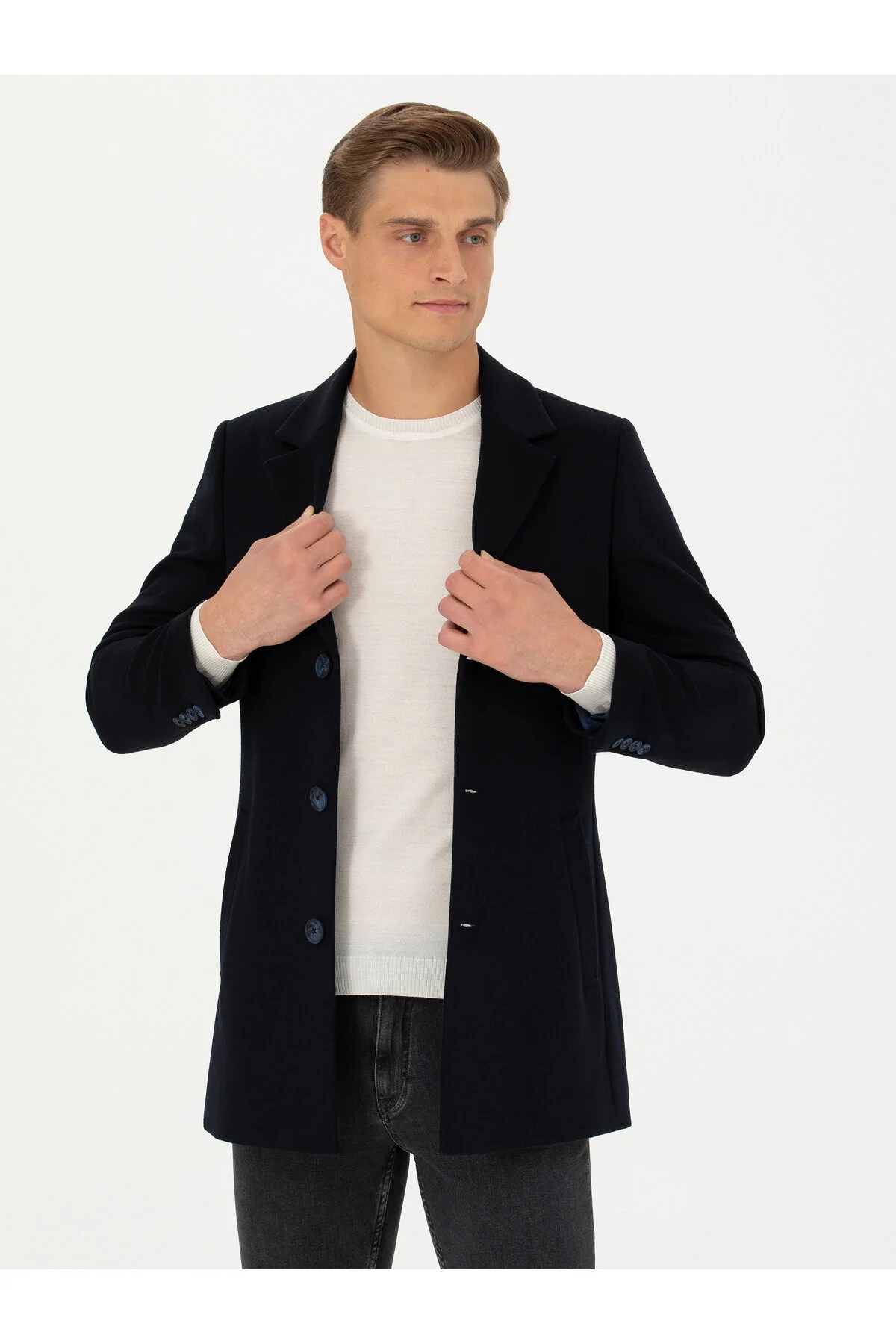پالتو WOOL BLUE MIXED EX.SLIM FIT COAT 50274045 VR033 کاشارل Cacharel