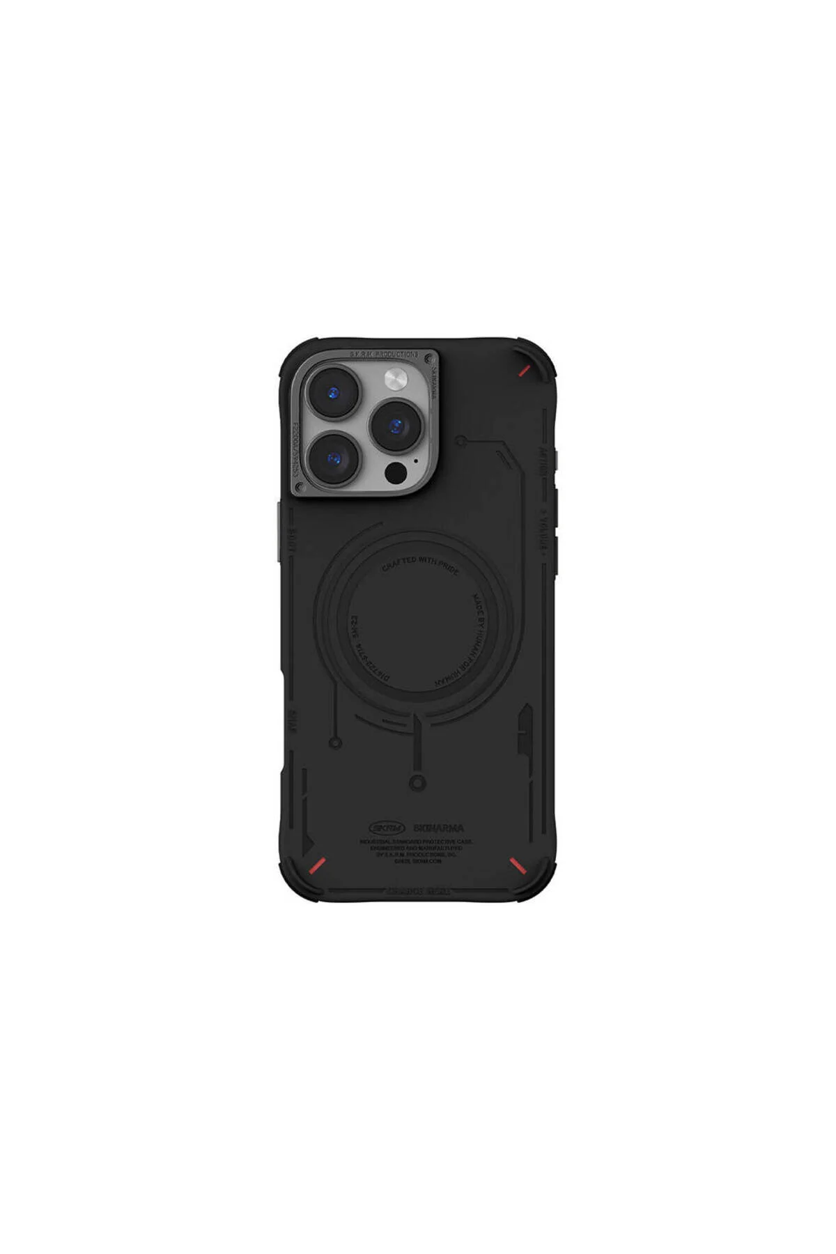 کاور و قاب IPHONE 16 PRO سازگار با غلاف MAGSAFE شارژ دوربین فلزی فریم SKINARMA SERIES MECHAL BLACK اسکین ارما Skinarma