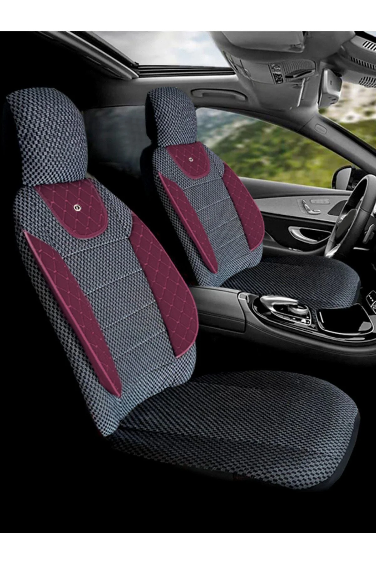 روکش صندلی خودرو قرمز TOYOTA COROLLA HYBRID 2019 و سری SPORT پشتی CASE ZIPPER BURGUNDY TROBUS