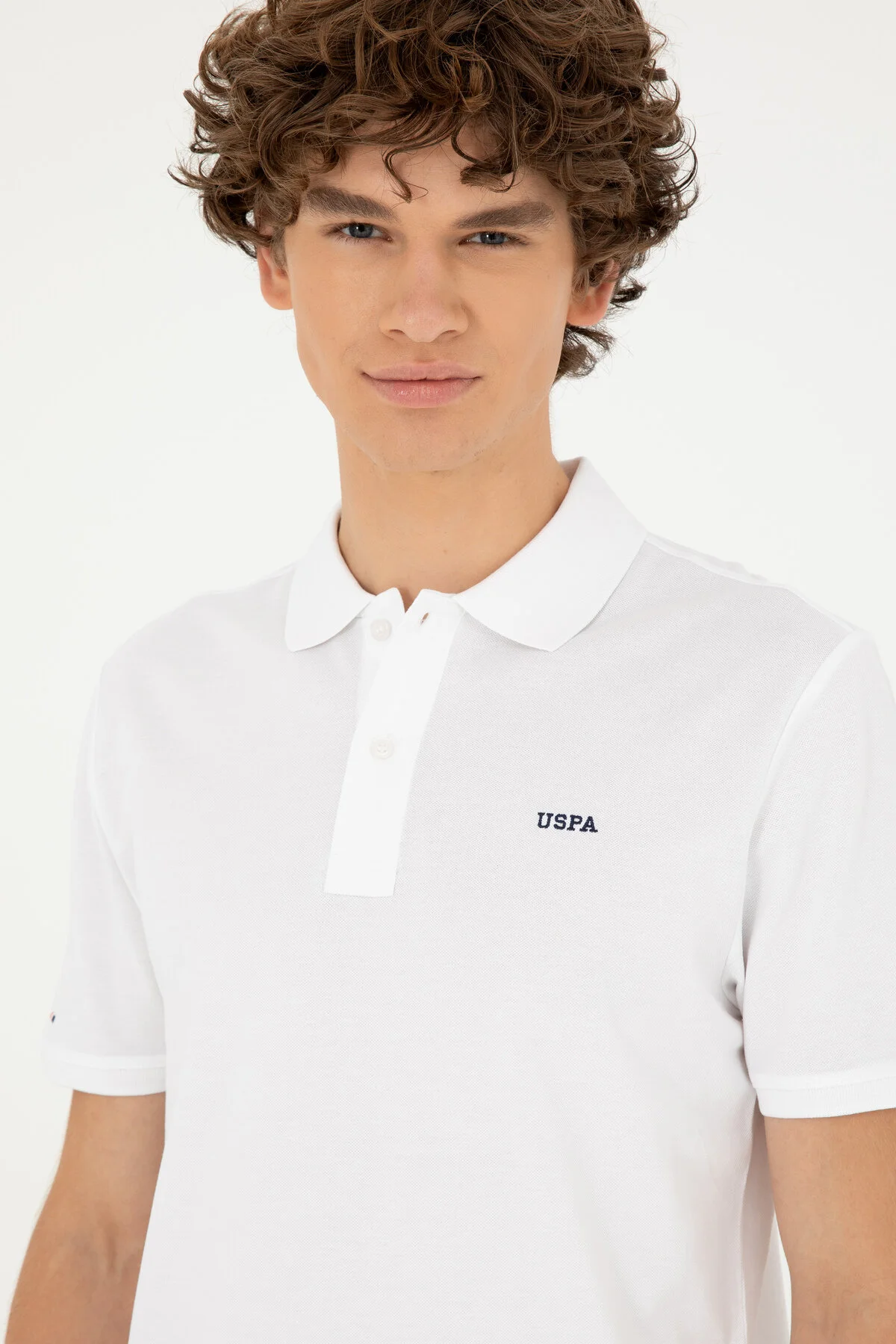 تی شرت یقه پولو آبی مردانه پایه سفید یو اس U.S. Polo Assn.