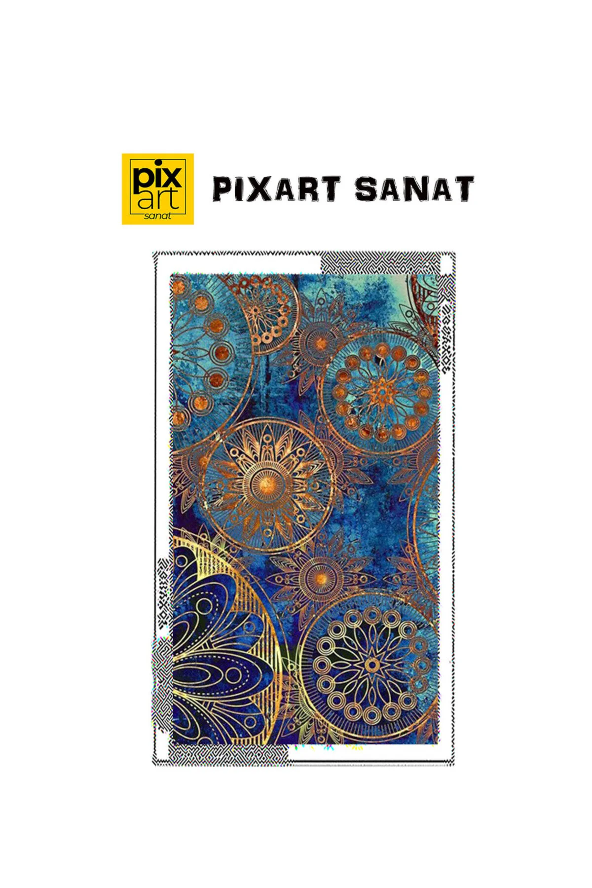 پازل سه بعدی الگوهای آبی و طلایی PIXART ART DIAMOND PAINTING 40 60 pixartsanat