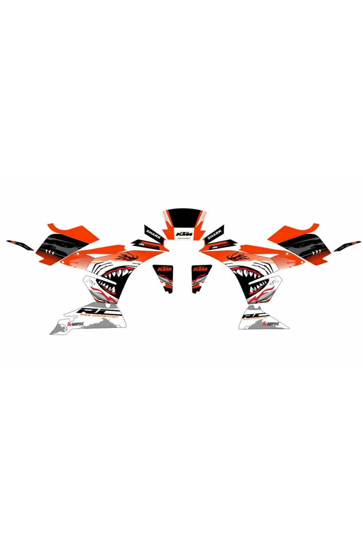 محافظ باک و برچسب مدل مسابقه کوسه RC200 RC390 KTM
