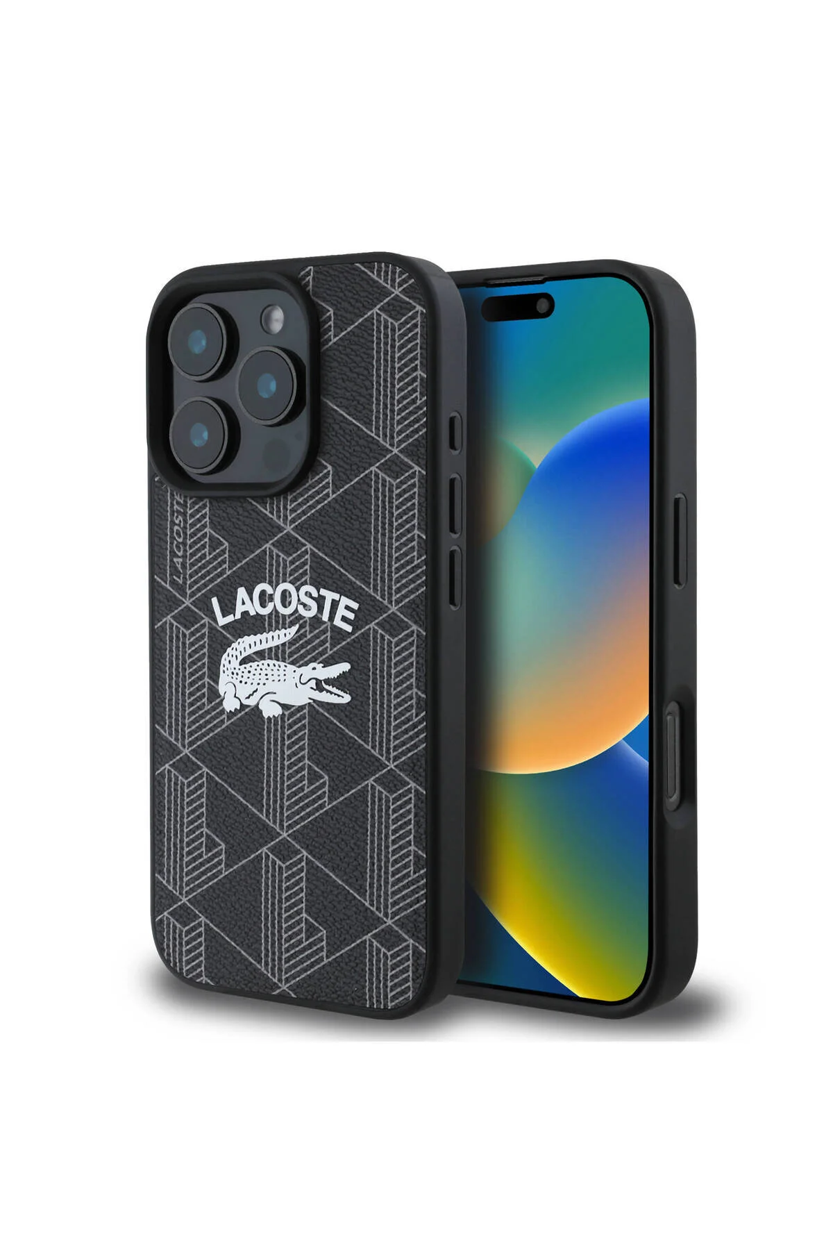 کاور و قاب سازگار با IPHONE 16 PRO LACOSTE دارای مجوز شارژ MAGSAFE لوگوی مشکی مونو وینتاژ Lacoste