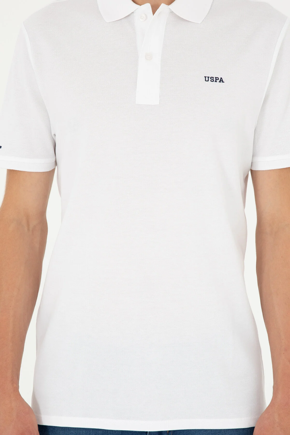تی شرت یقه پولو آبی مردانه پایه سفید یو اس U.S. Polo Assn.