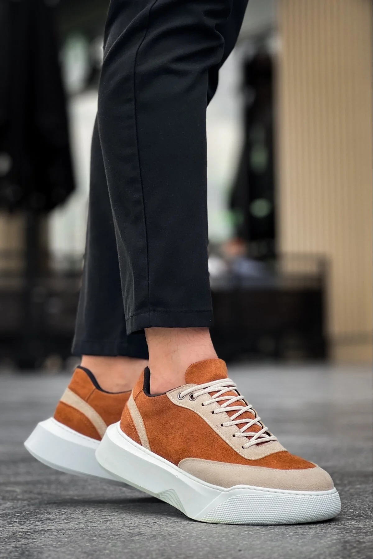 کفش مردانه BA0354 DAILY LACK MEN CREAM HIGH BASE RETALLED TABA SUEDE ورزشی BOA