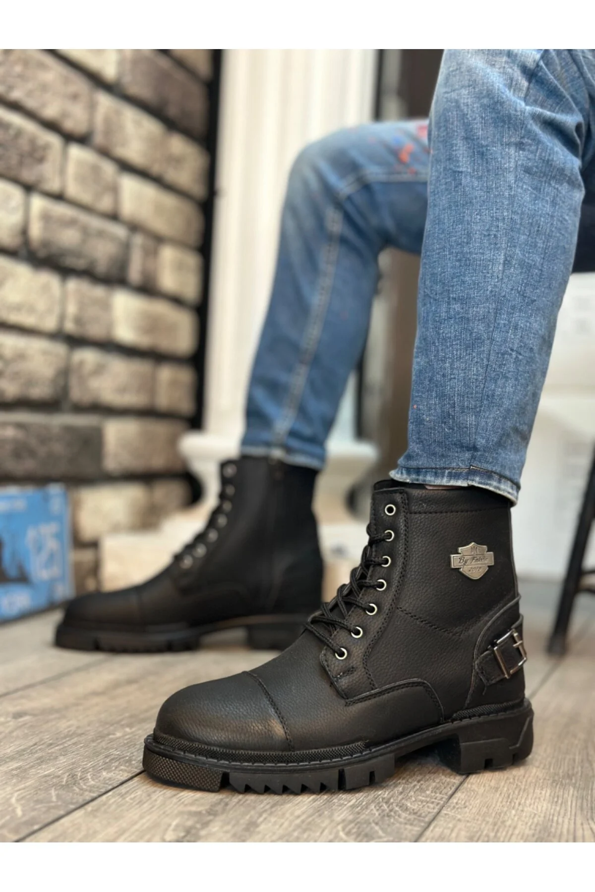 کفش مردانه BA0080 KARTAL ZIPPERED BLACK MEN'S CLASSIC SPORTS BOOTS NALF مچ دست BOA