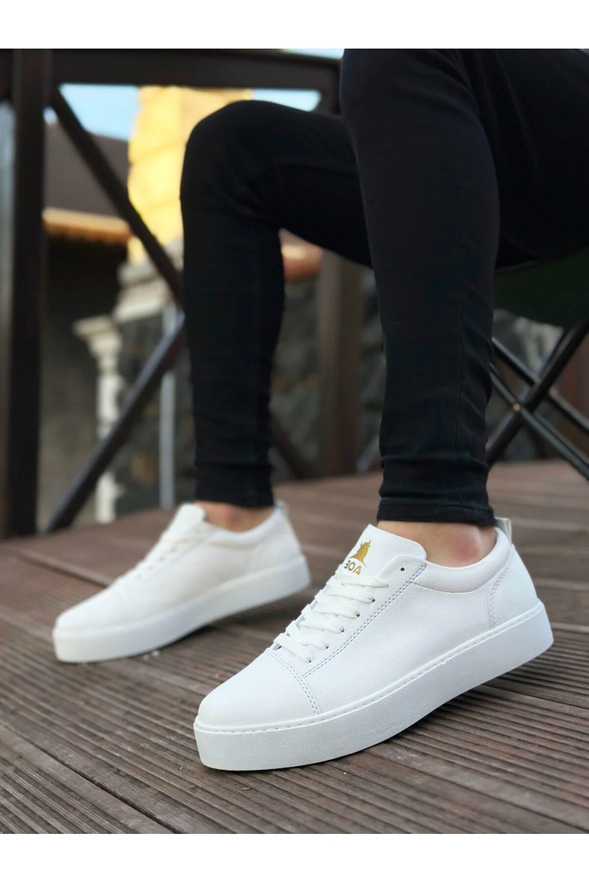 کفش مردانه BA0104 LEACKIKLI WHITE SKIN SPORTS کلاسیک BOA
