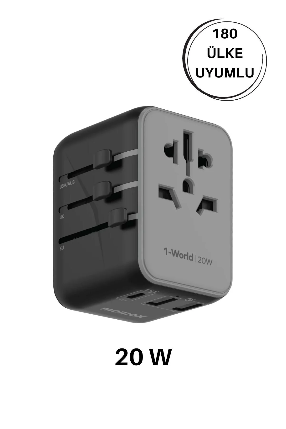 مبدل پریز 20W 1 5 شارژر سیاه Momax