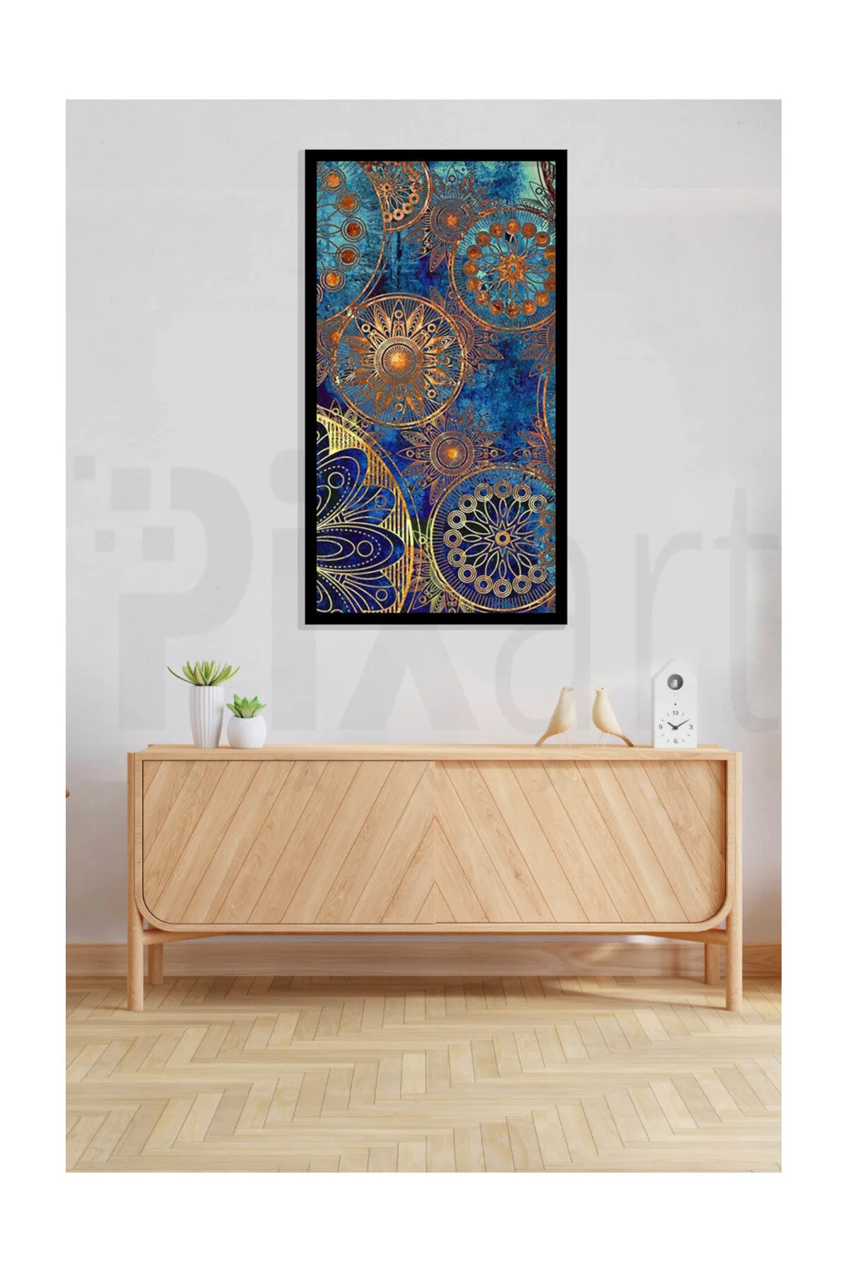 پازل سه بعدی الگوهای آبی و طلایی PIXART ART DIAMOND PAINTING 40 60 pixartsanat