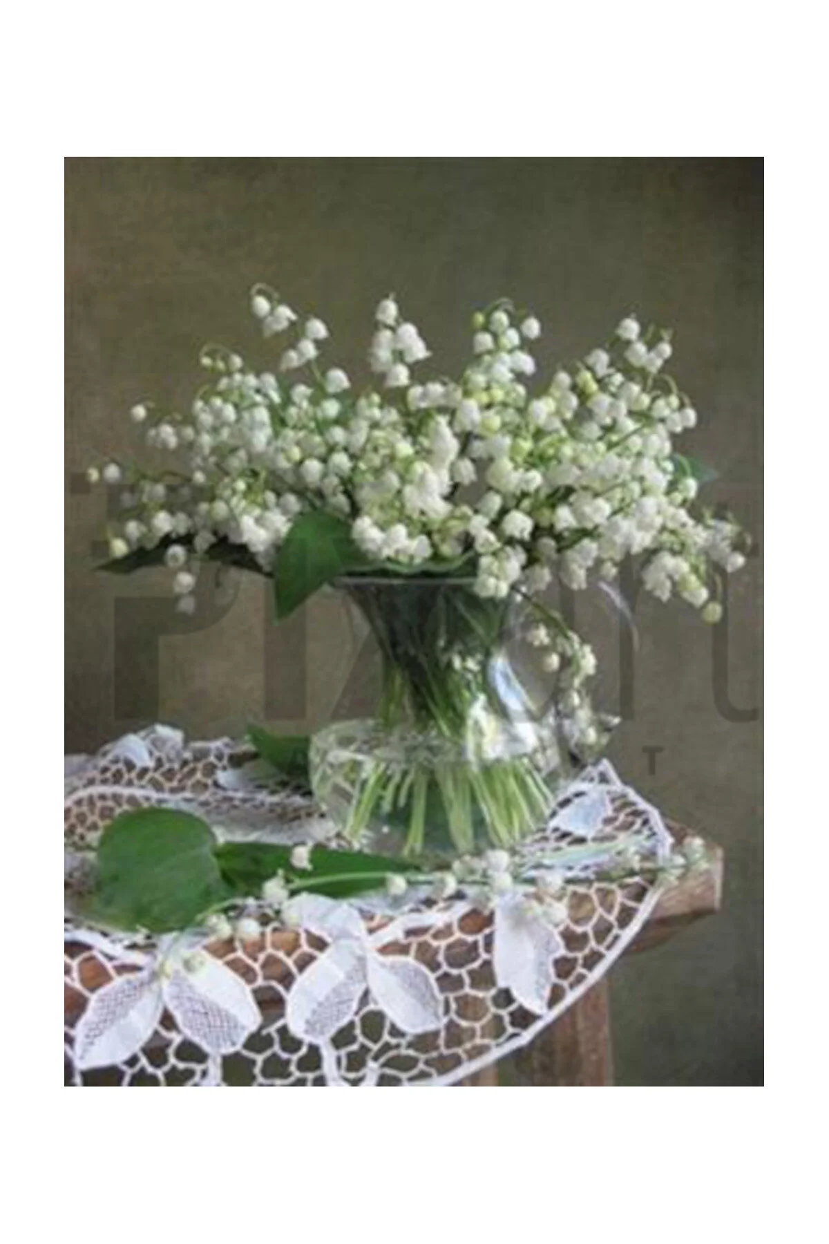 پازل سه بعدی LILY OF THE VALLEY IN A GLASS WHITE PIXART ART DIAMOND PAINTING 53 70 Genel Markalar