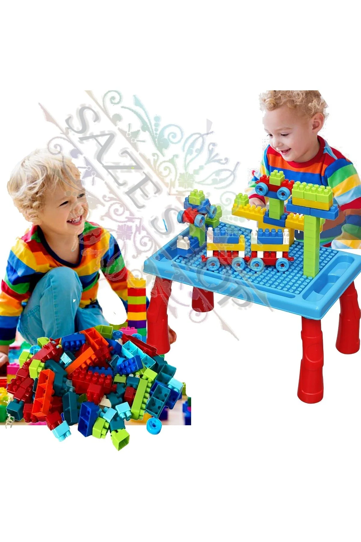 لگو و اسباب بازی های ساخت محور ست بلوک پسرانه 100 عددی آموزشی TOY BLOCKS مهارت از ترکیه SAZE