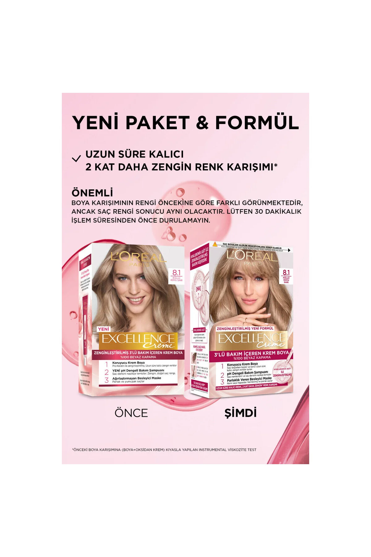 L'Oreal Paris رنگ مو کرم 100% پوشش موهای سفید Excellence رنگ خاکستری بلوند تیره شماره 8.1