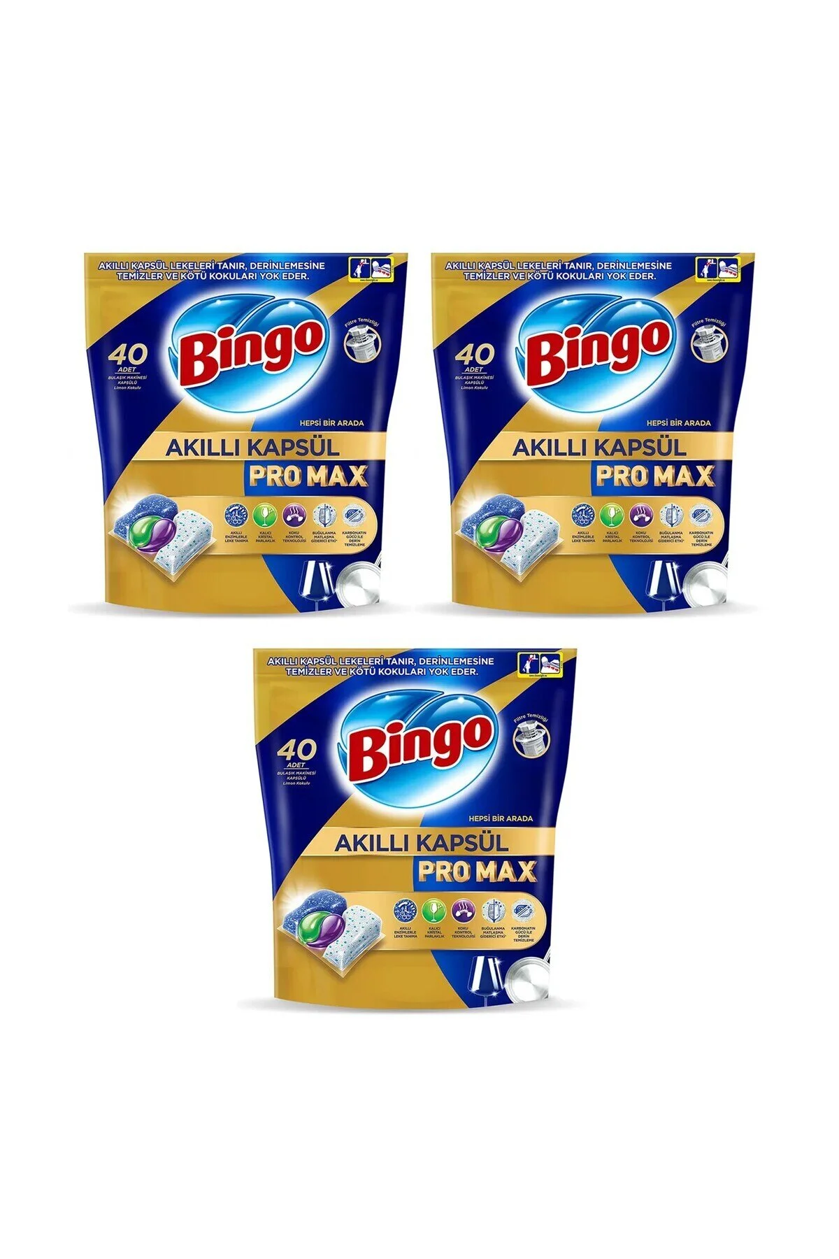 قرص و پودر ماشین ظرفشویی تبلت SMART CAPSULE PRO MAX 40S X 3 قطعات 120 کپسول Bingo