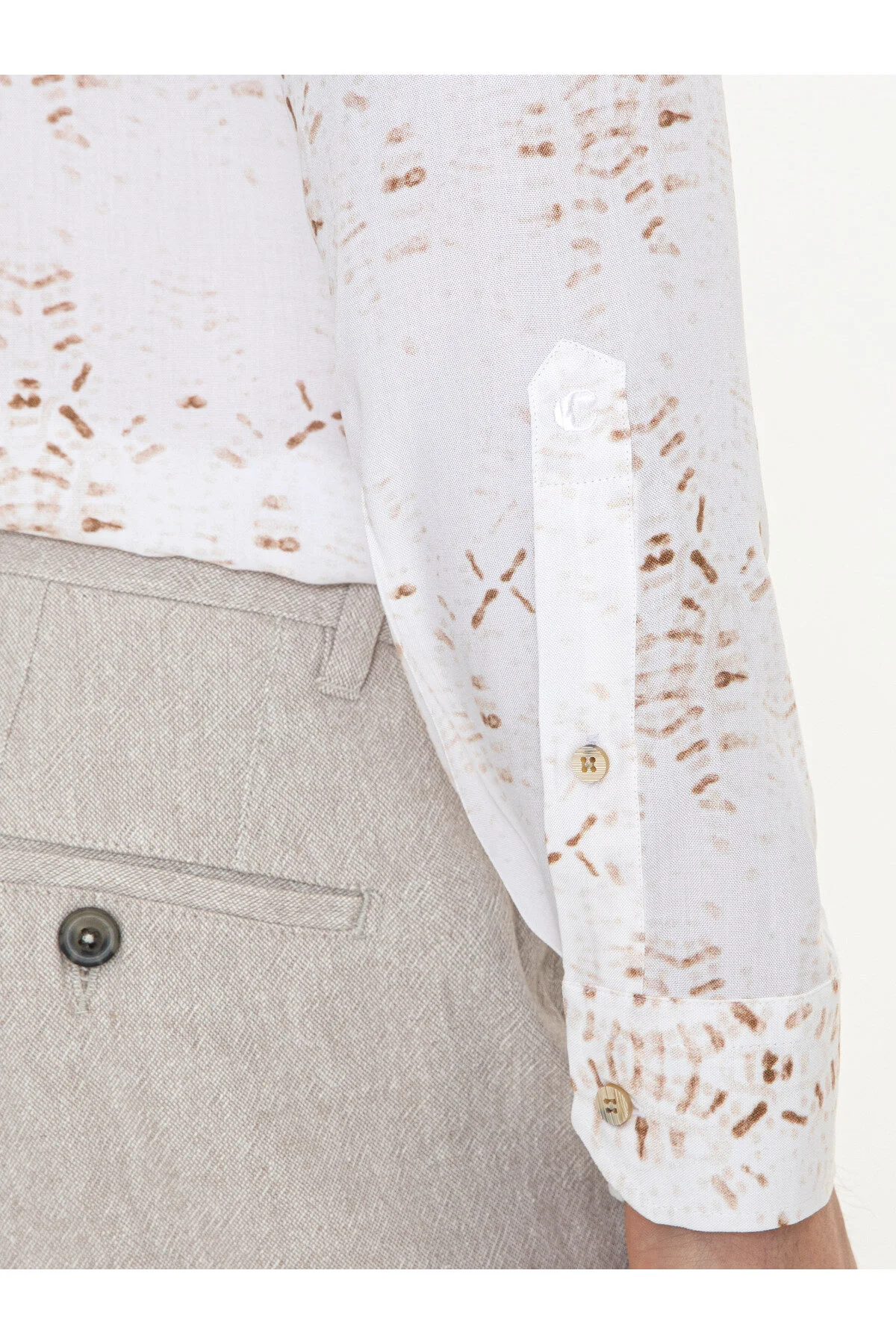پیراهن بلوز دکمه دار آستین بلند BEIGE SLIM FIT 50247574 VR011 کاشارل Cacharel