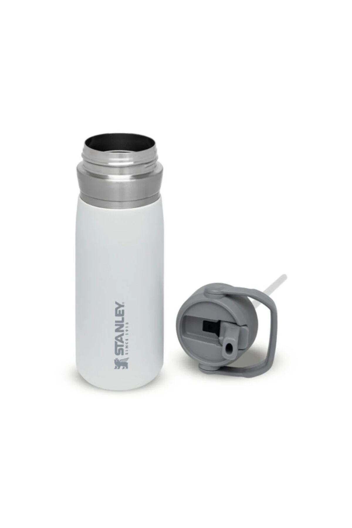 فلاسک سفید مردانه و زنانه قمقمه آب سرد فولاد ضد زنگ Go Iceflow با نی 0.65 لیتری استنلی Stanley