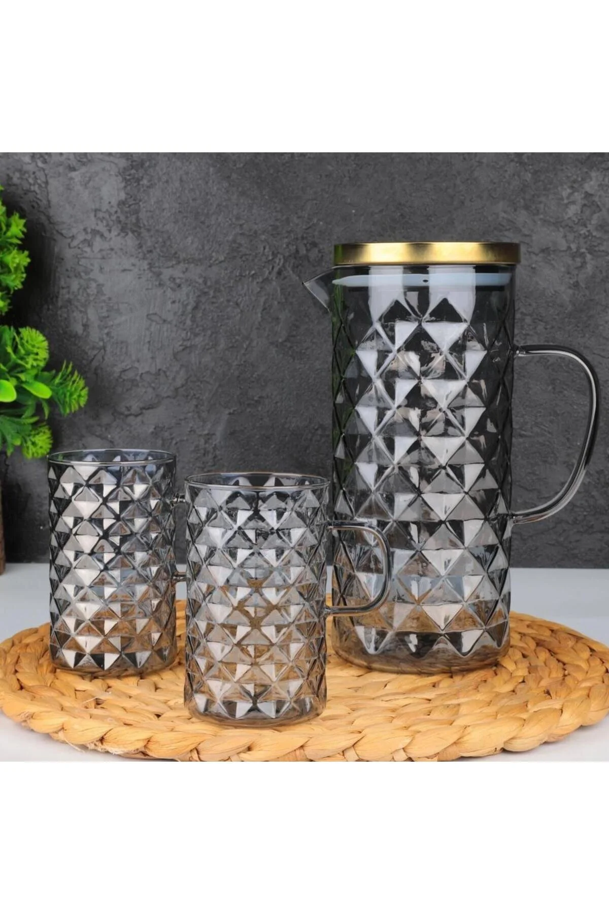 پارچ و تنگ تنها 2 فنجان کوزه شیشه ای بوروسیلیکات مجموعه خاکستری 1300 میلی لیتر TR 3987 AROW