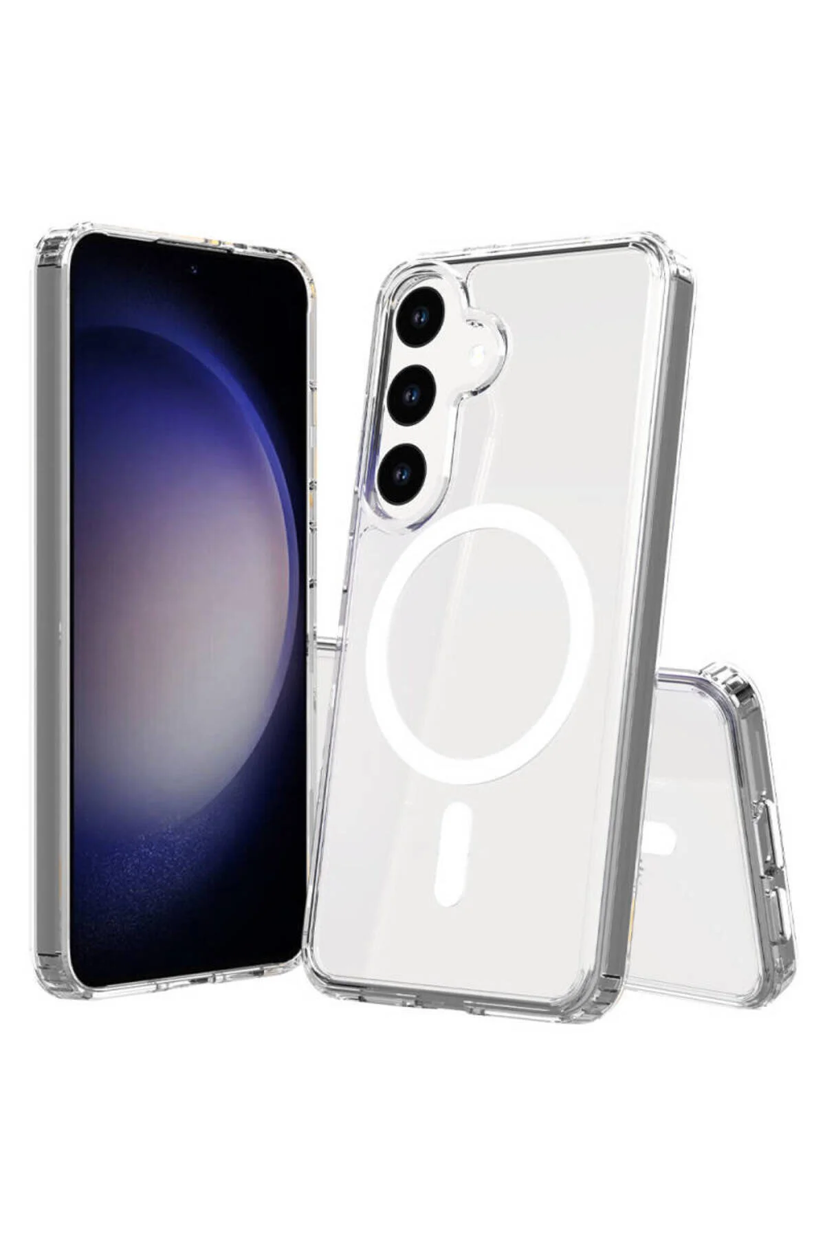 کاور و قاب محافظ GALAXY S24 PLUS S25 MAGSAFE شارژ بی سیم پوشش شفاف با بیرون زدگی دوربین Fibaks