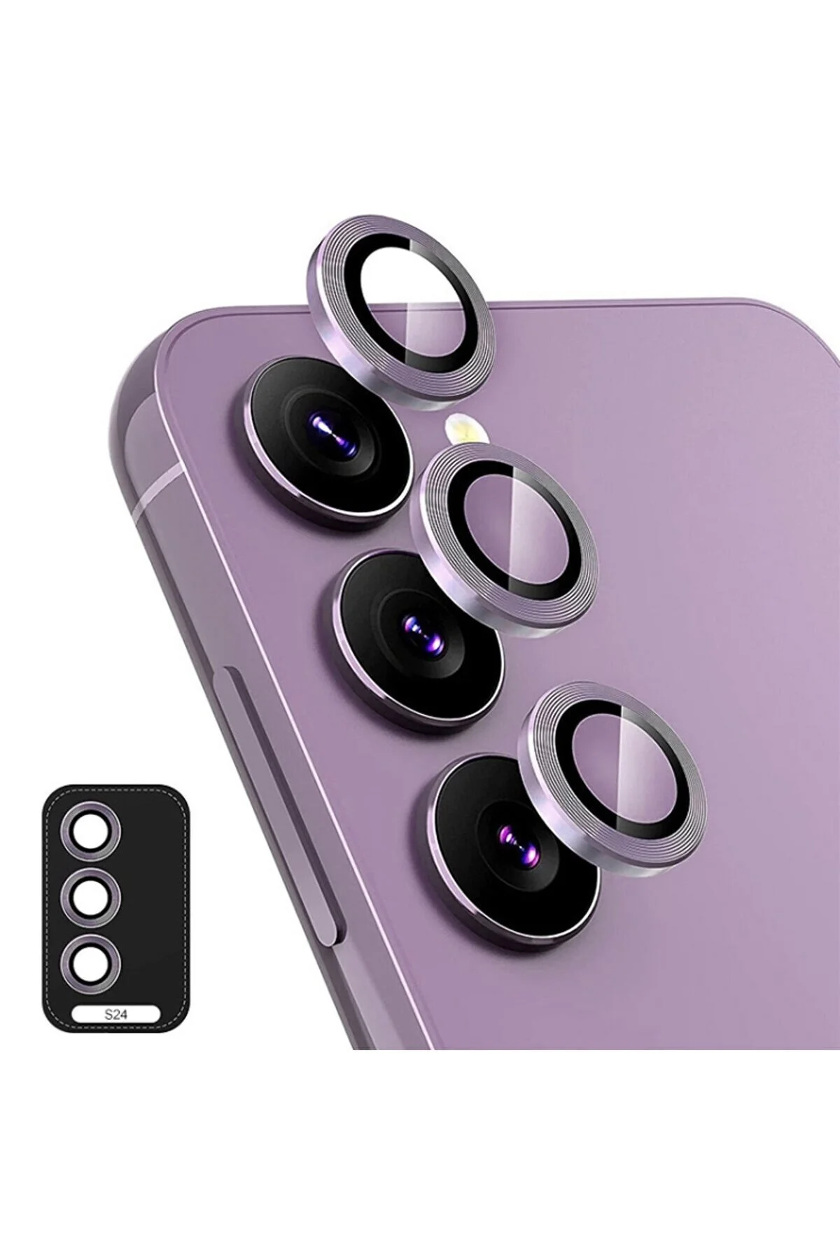 محافظ لنز دوربین شیشه ای سه تکه SAMSUNG GALAXY S24 PLUS با ابزار کاربردی فیبکس Fibaks
