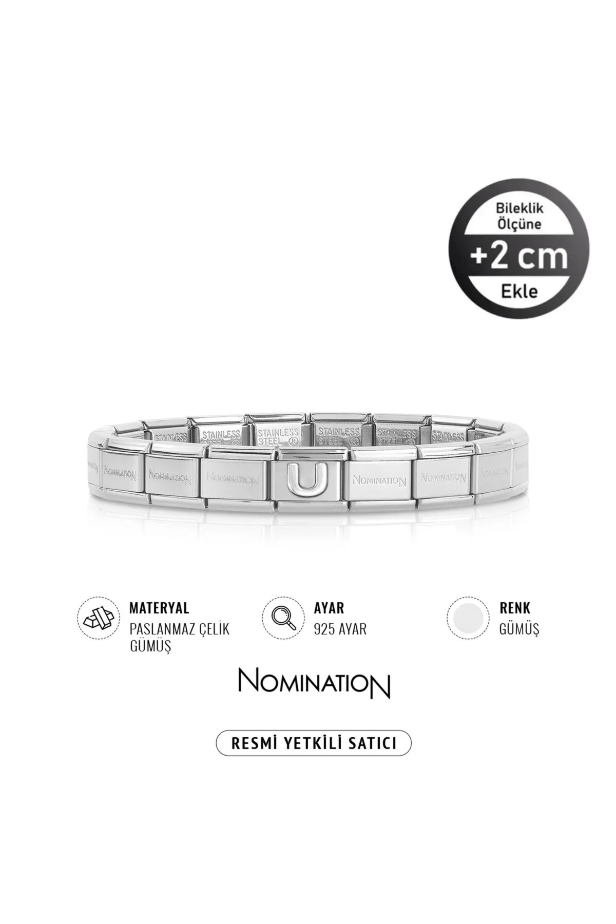 دستبند فولادی مشکی با طراحی U از نقره 925 NOMİNATİON