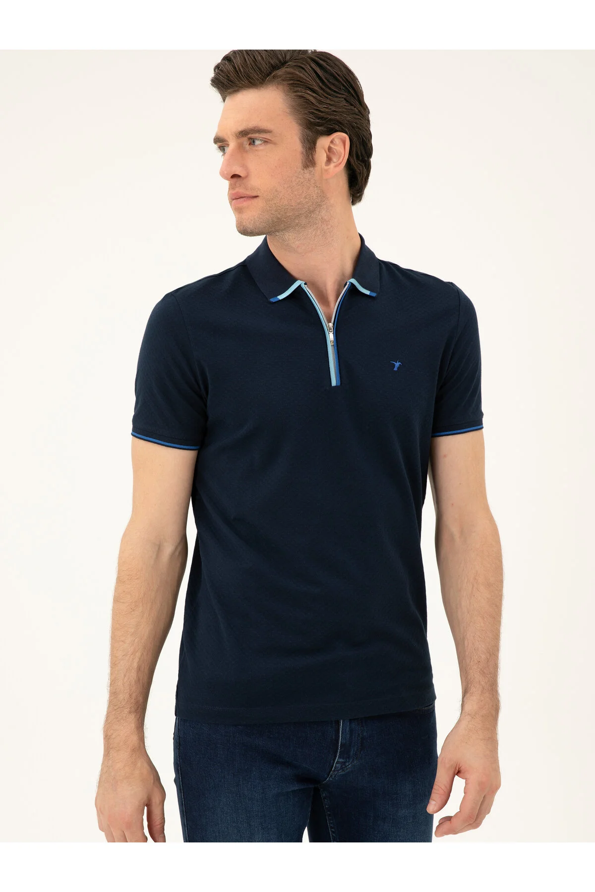 تی شرت یقه پولو آبی NAVY BLUE SLIM FIT 50284294 VR033 کاشارل Cacharel