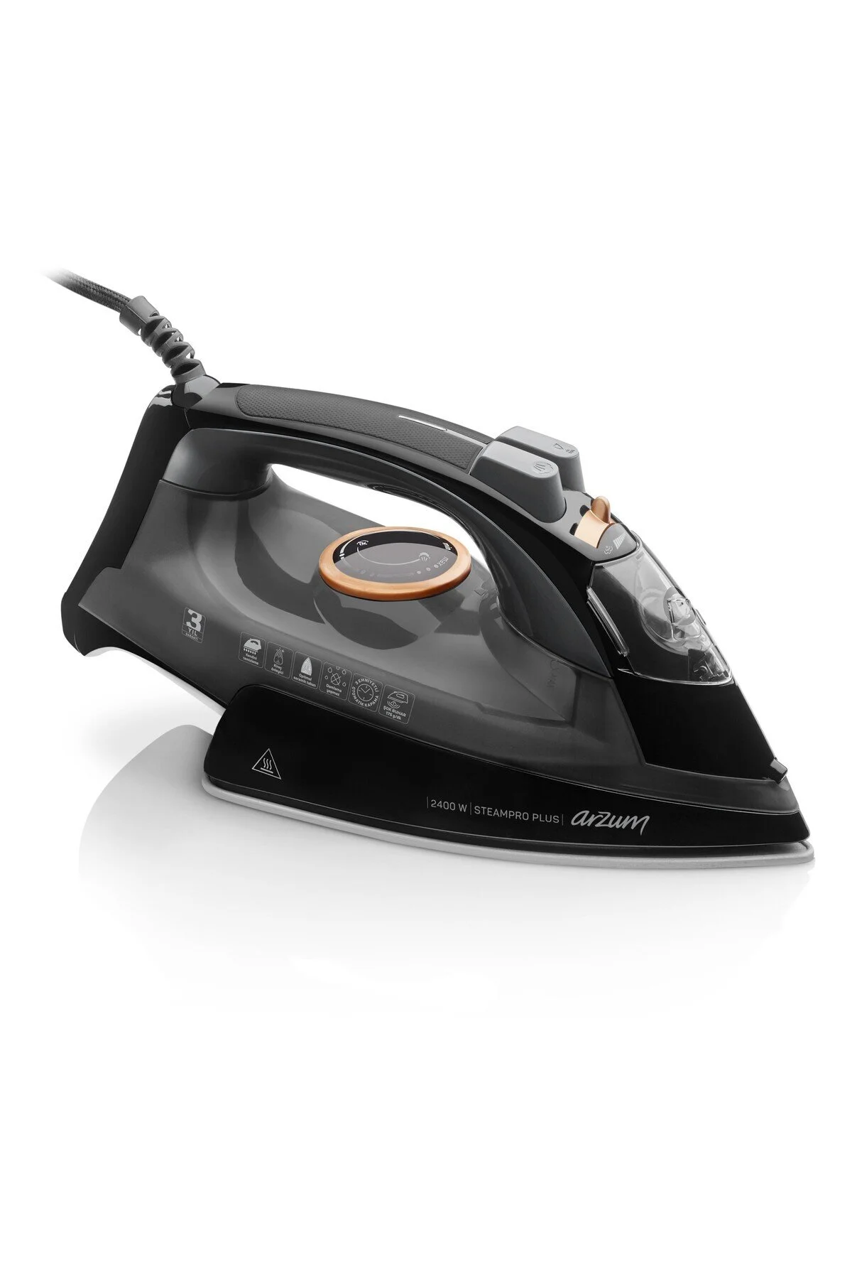 اتو بخار کفی سرامیکی STEAMPRO PLUS STEAM IRON 2400W مشکی AR6000 اورجینال Arzum