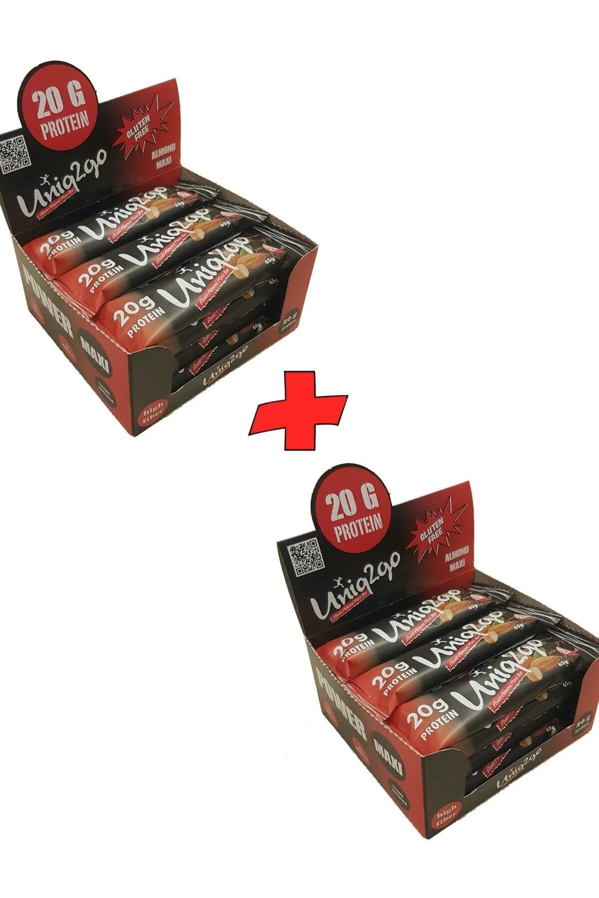 پروتئین بار میله پروتئینی پاور بادام MAXIBAR 65 گرم 30% 2 جعبه 24 عددی اورجینال Uniq2go