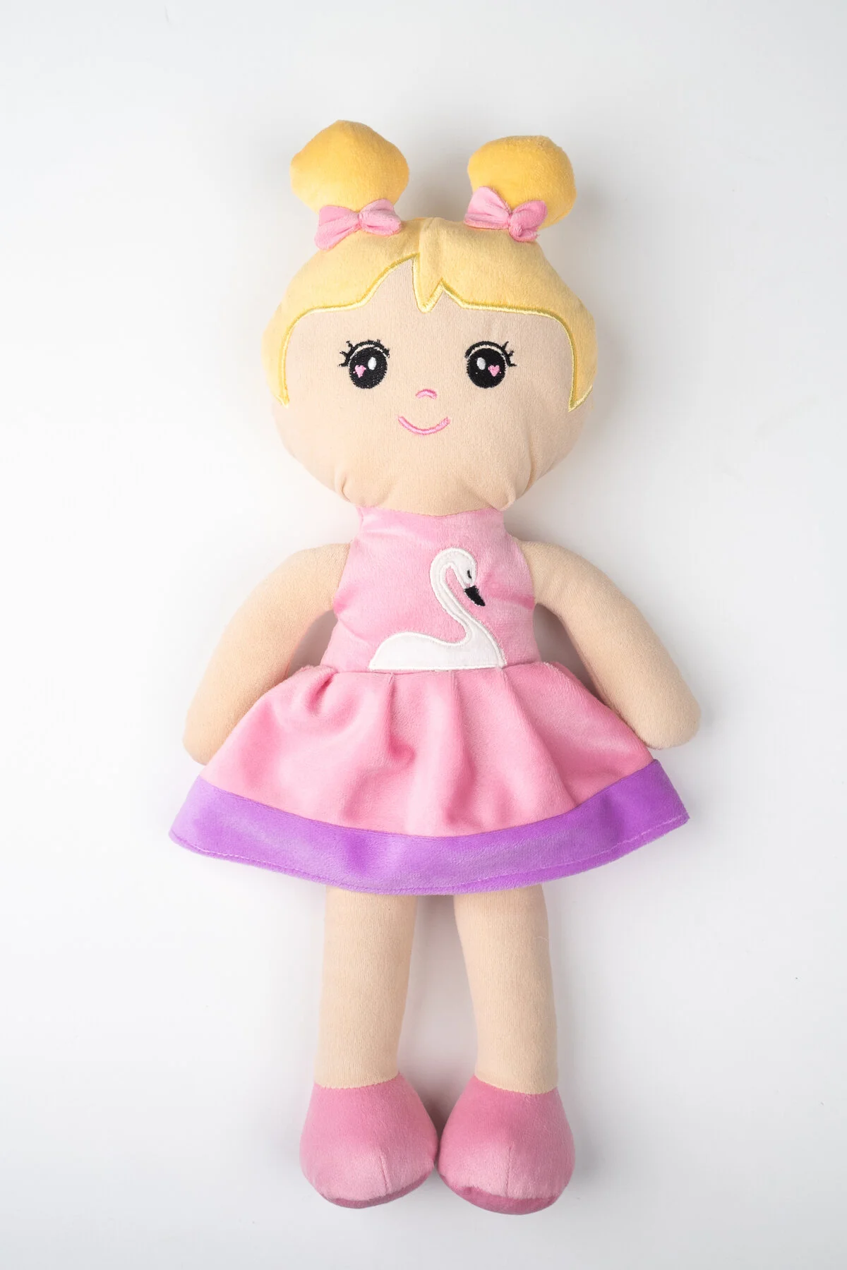 اسباب بازی های پشمی عروسکی پرنسس مخملی با دامن صورتی همراه و خواب 45 سانتی متری از ترکیه Pufu Toys