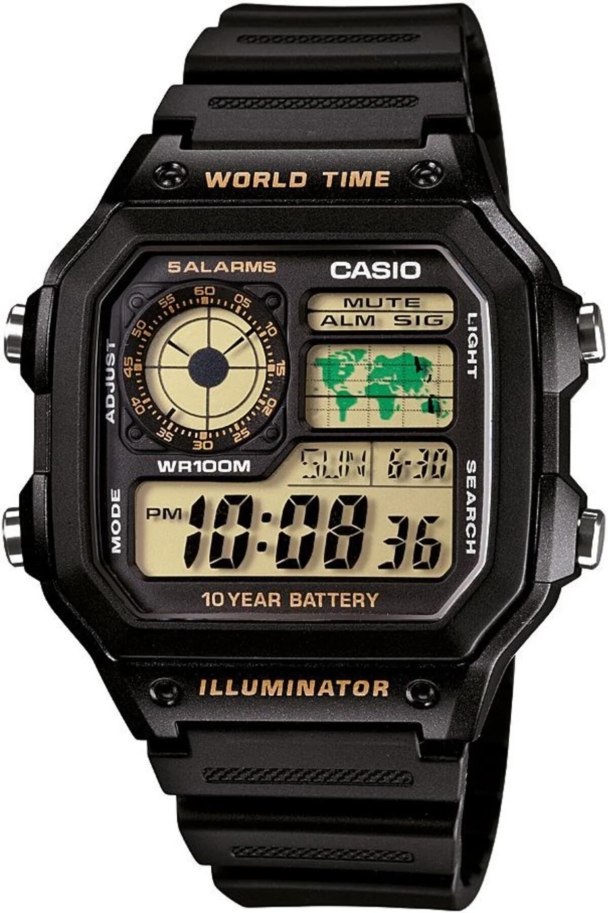 ساعت مردانه دیجیتال کاسیو AE-1200WH-1BVDF - ضد آب، 10 سال باتری، سبک و ورزشی Casio