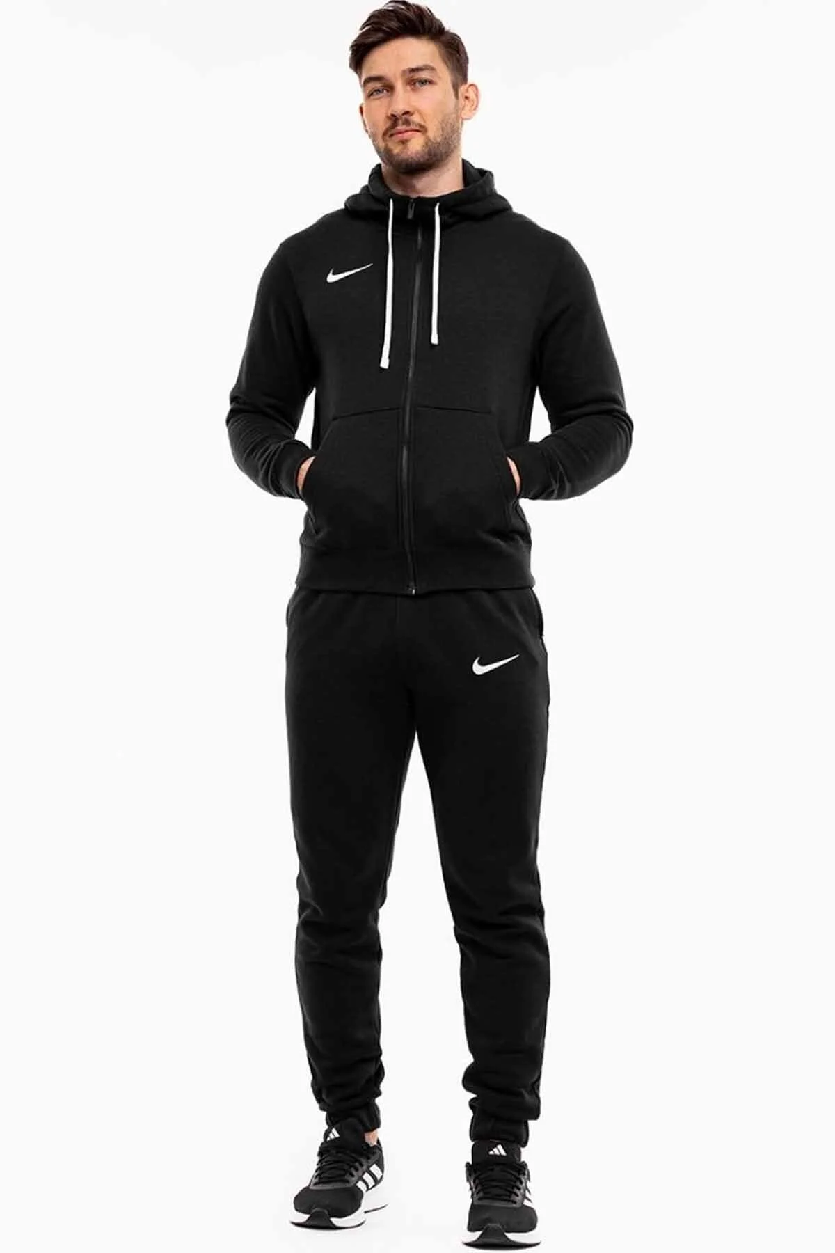 ست گرمکن ورزشی مشکی مردانه لباس پنبه ای پارچه را در داخل فرار می کند نایک Nike