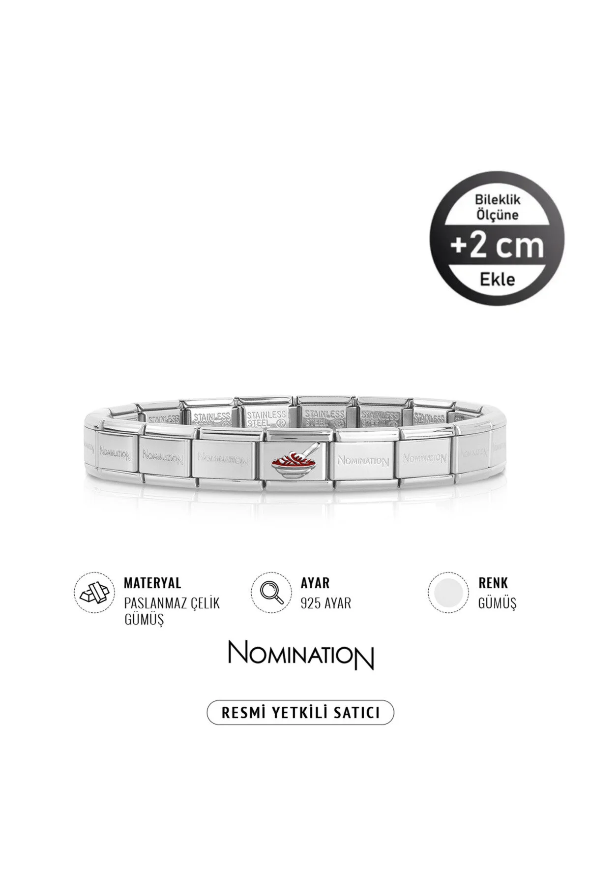 دستبند فولادی و نقره ای 925 با طراحی ماکارونی برای آقایان و خانم ها NOMİNATİON