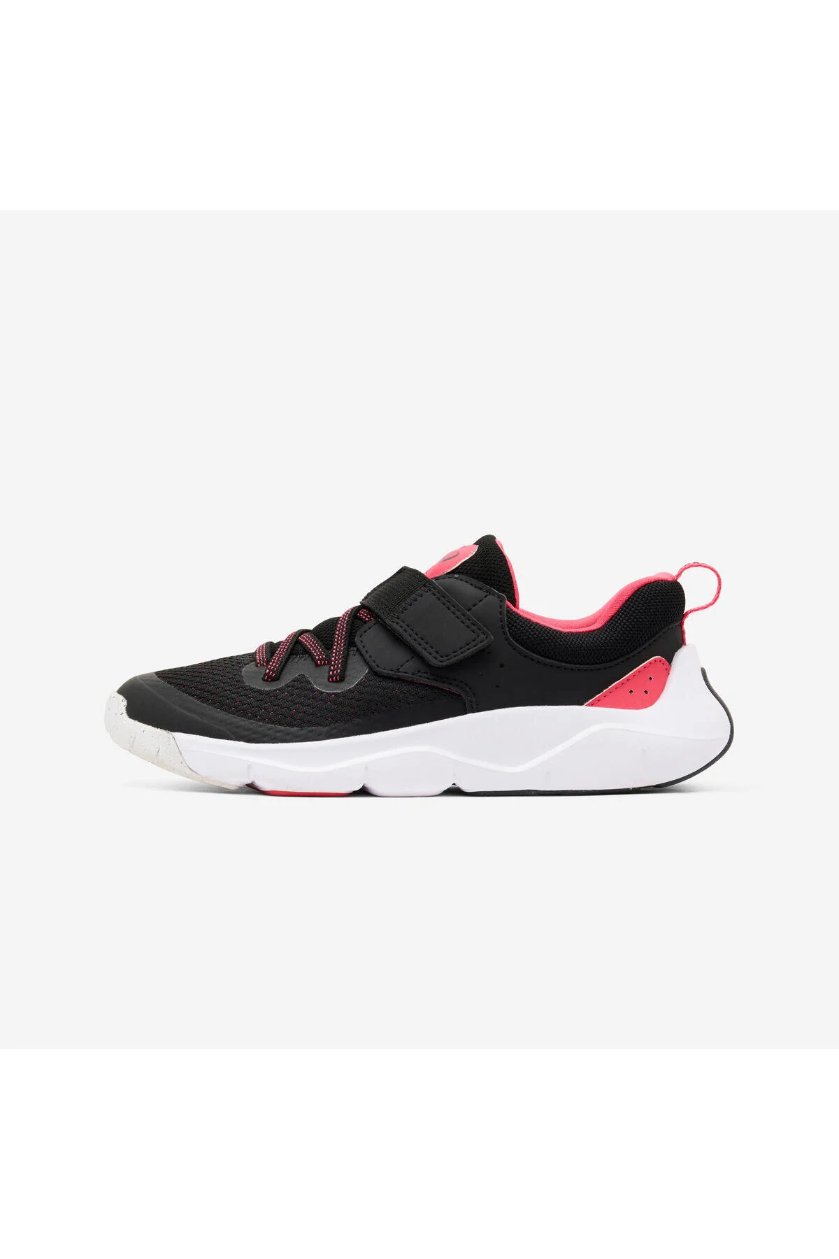 کفش پیاده روی ورزشی کودکان با توری VELCRO و الاستیک سیاه صورتی سریع بازیگوش Decathlon