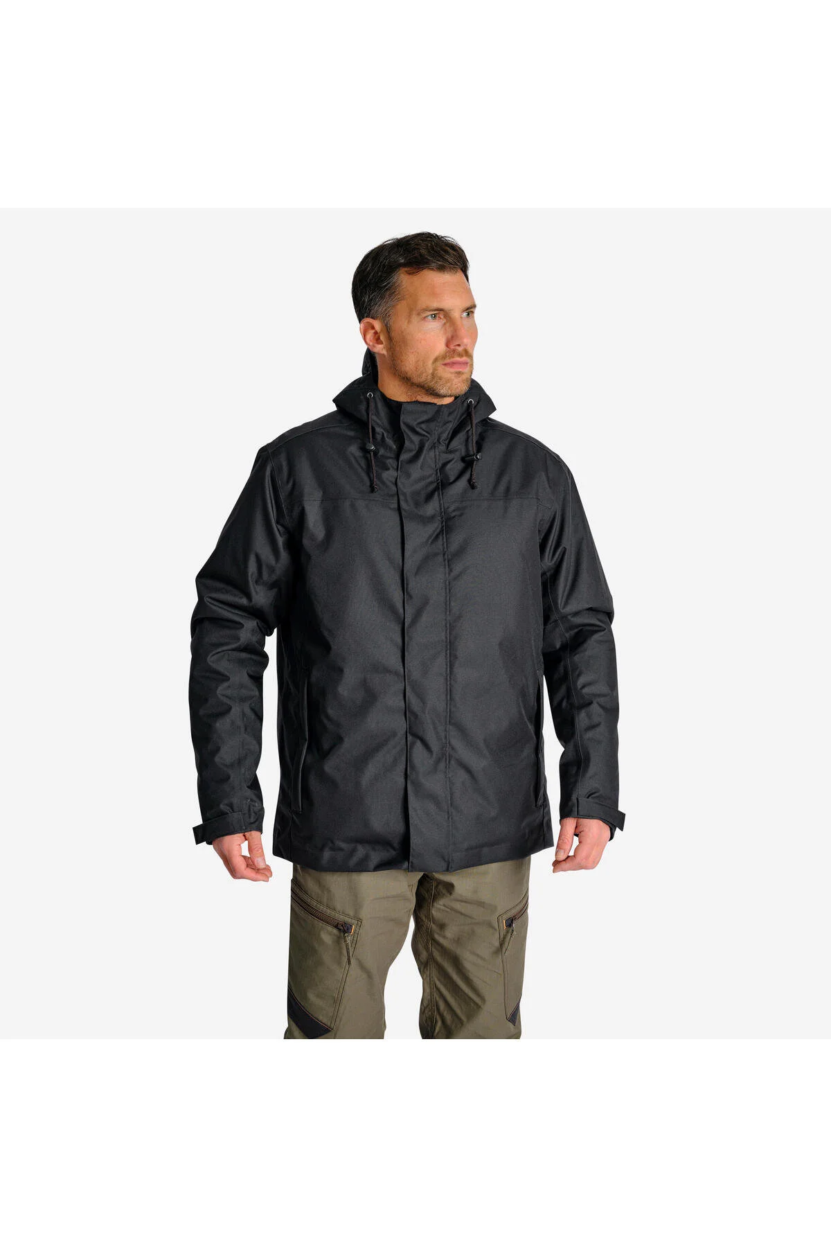 کاپشن زمستانی مردانه سولوناک 10 درجه سانتیگراد مشکی شکار و مشاهده طبیعت 100 Decathlon