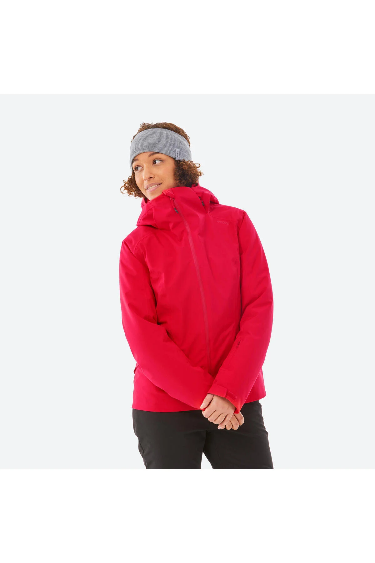 کاپشن اسکی قرمز زنانه کت 500 دکتلون Decathlon