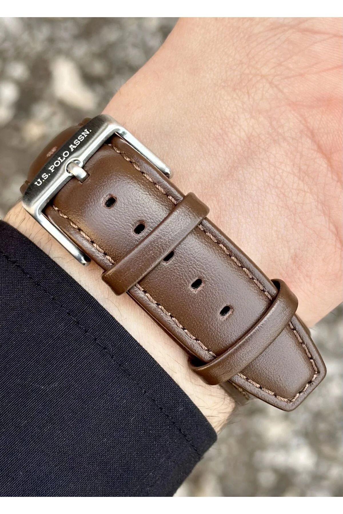 ساعت پایه چوگان ASSN. USPA1016 02 مچی مردانه چرمی قهوه ای یو اس پولو اورجینال U.S. Polo Assn.