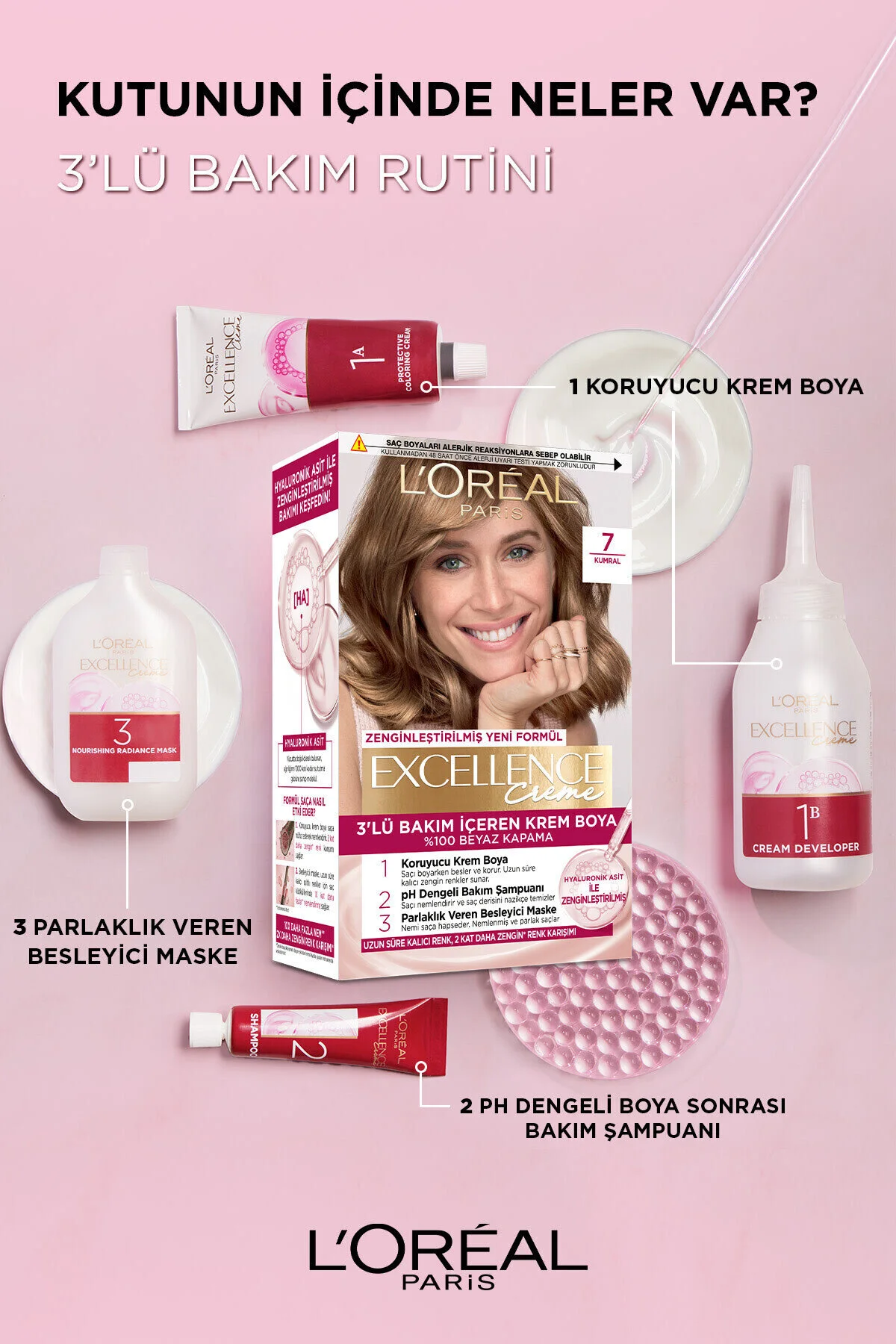 L'Oreal Paris رنگ مو کرم 100% پوشش موهای سفید Excellence رنگ مشکی پر کلاغی شماره 1.01