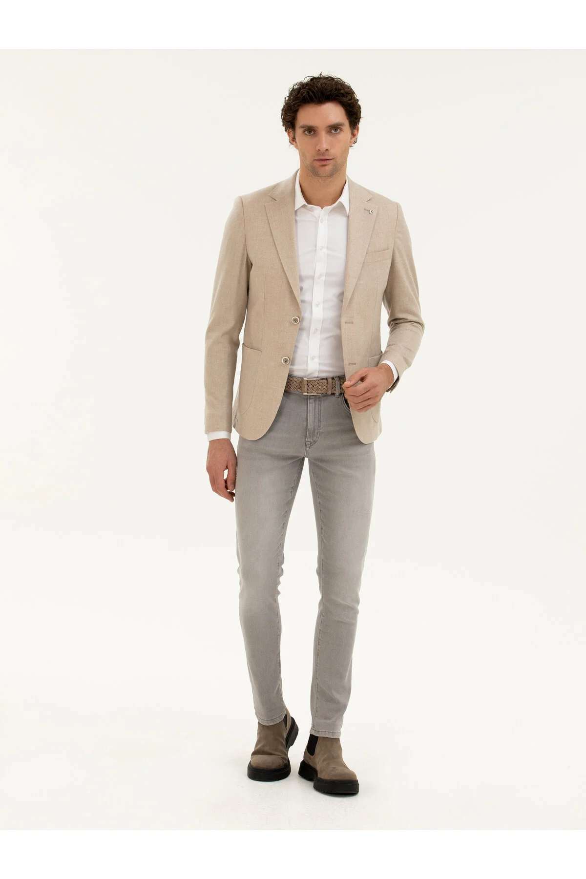 کت BEIGE SLIM FIT CASHMERE JACKET 50284775 VR011 کاشارل Cacharel