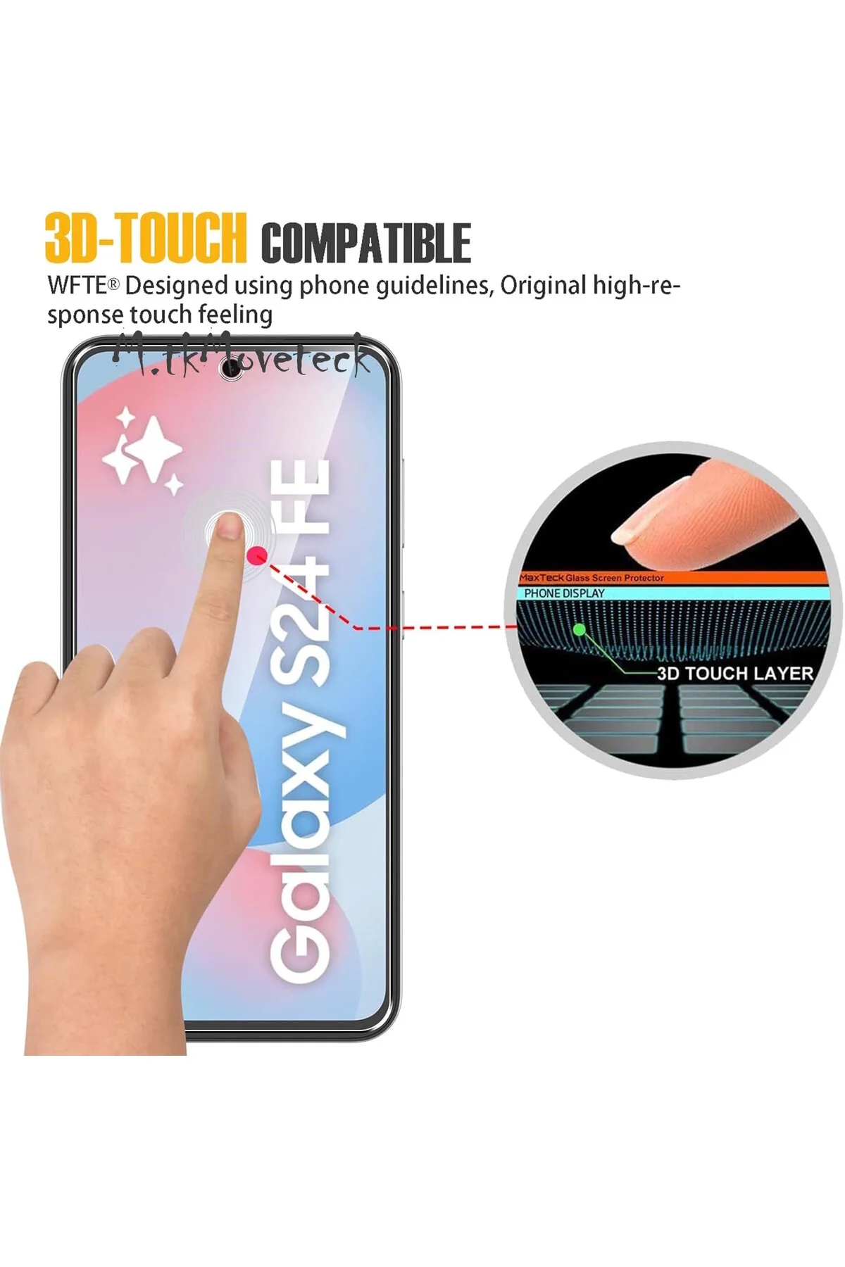 کاور و قاب محافظ صفحه نمایش سازگار با گلکسی S24 FE شیشه نشکن ای 9H شفاف PASSIFIC m.tk moveteck
