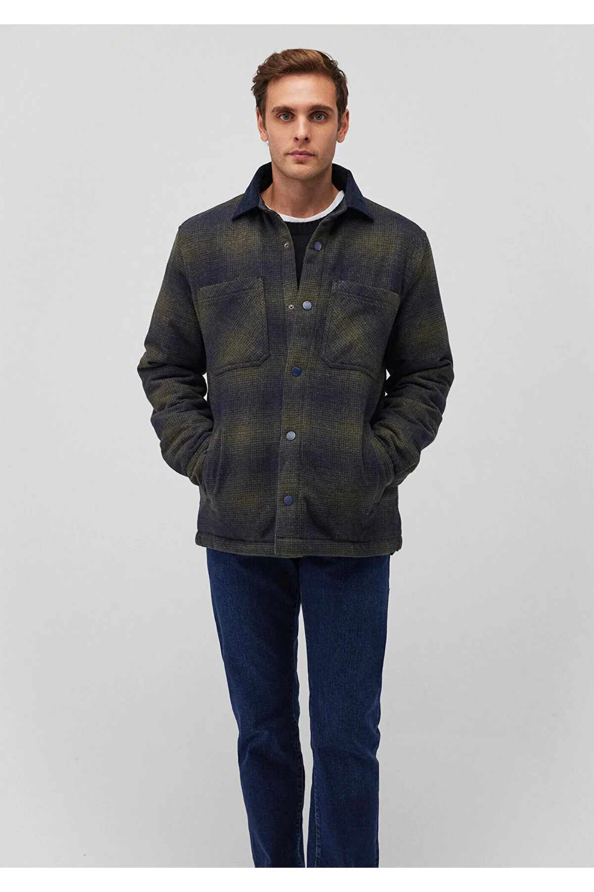 کاپشن مردانه HAKI KARELI SHACKET MEN'S BLUE Mavi