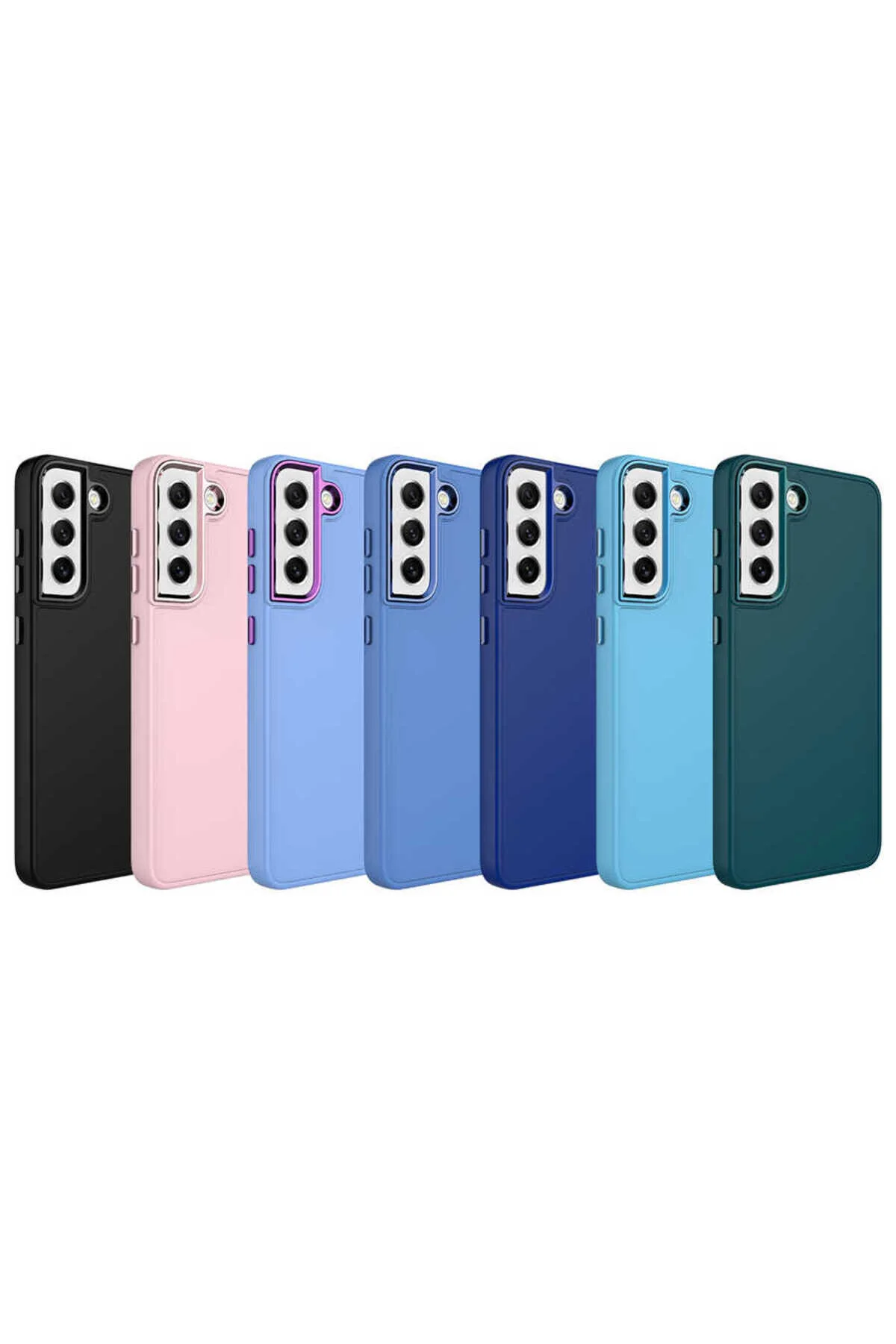 کاور و قاب ZORE LUNA سیلیکونی سازگار با GALAXY S21 FE فلزی طراحی دکمه LAVENDERY GREY Genel Markalar