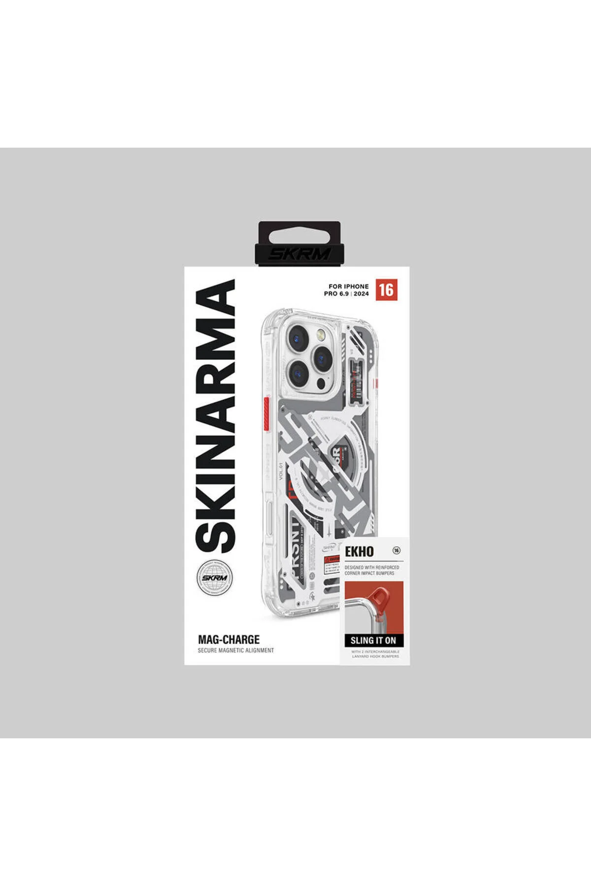 کاور و قاب سازگار آیفون 16 پرو مکس با ویژگی شارژ MAGSAFE پوسته ماشین لایه‌دار SKINARMA EKHO TRANSPARENT Skinarma