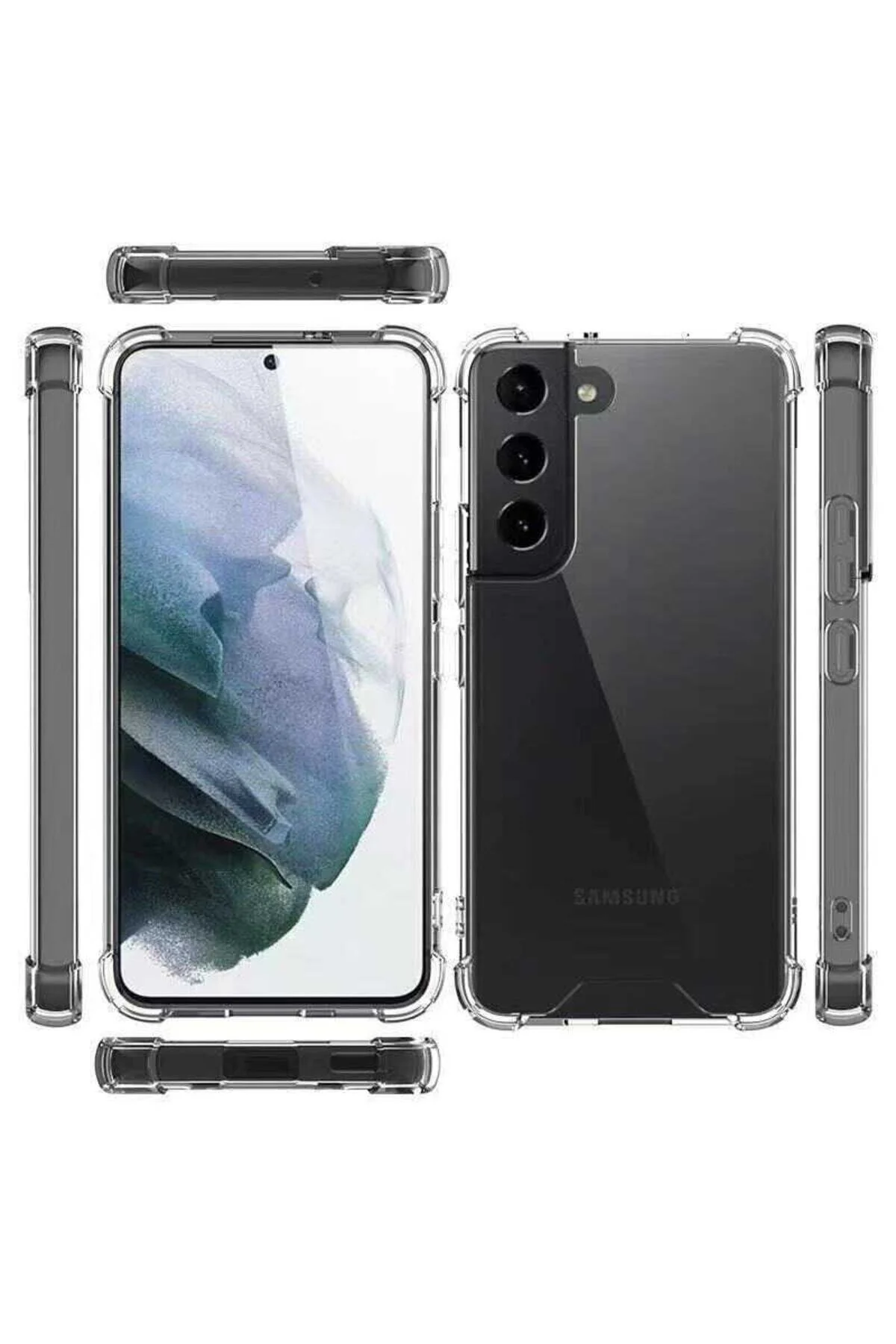 کاور و قاب محافظ گوشه ضربه گیر شفاف SAMSUNG GALAXY S22 سیلیکونی بی رنگ فیبکس Fibaks