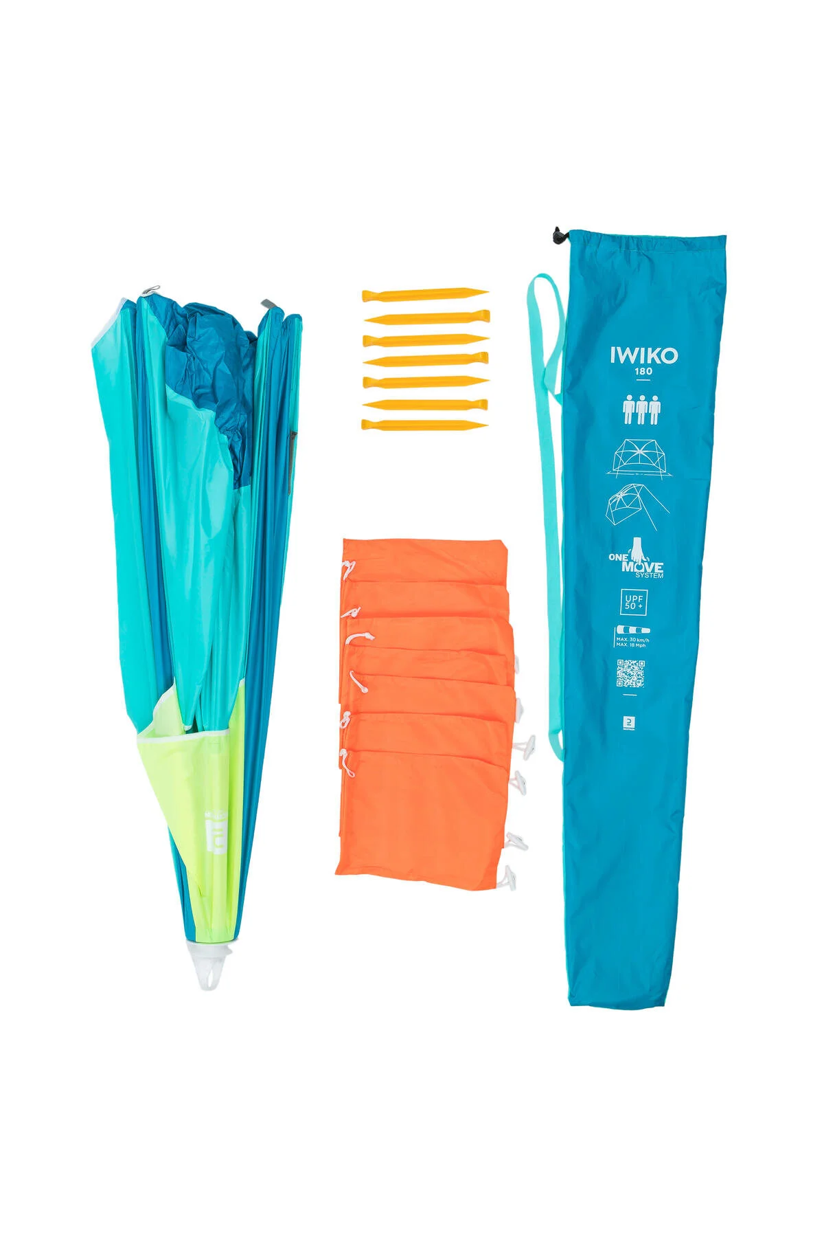 چتر آبی مردانه و زنانه ساحل سایه 3 نفر زرد 180 دکتلون Decathlon