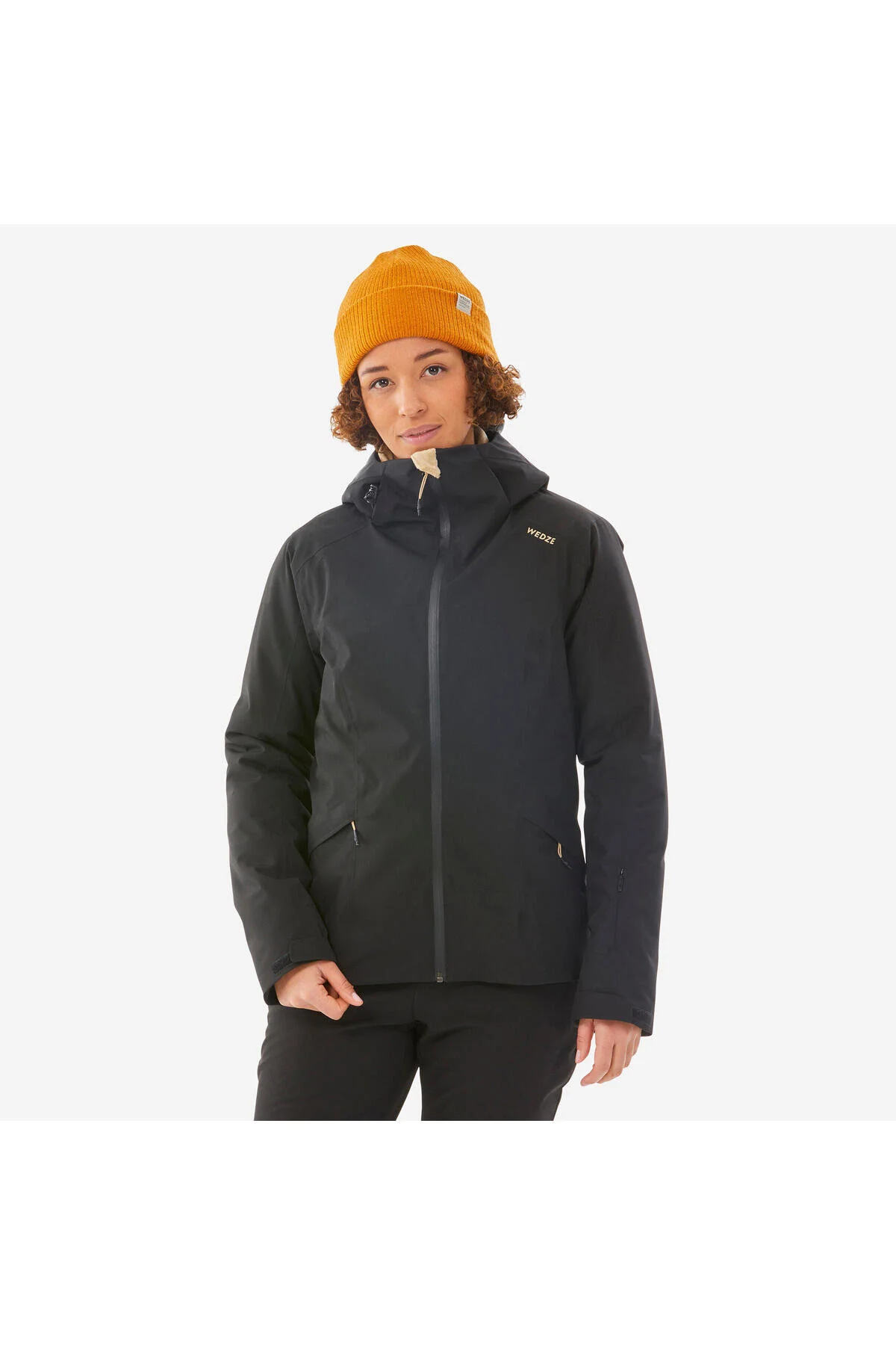 کاپشن اسکی مشکی زنانه کت سیاه 500 دکتلون Decathlon